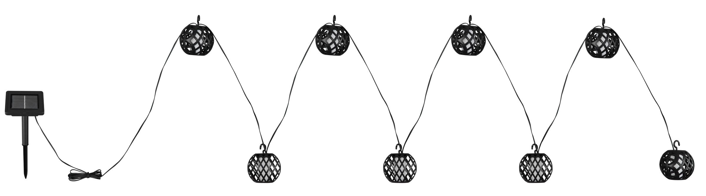 GLOBO LIGHTING LED Solarleuchte »SOLAR-LICHTERKETTE KUNSTSTOFF SCHWARZ, 98XLED« LED-Modul 1 Stk. Extra-Warmweiß Flammenoptik für besonders stimmungsvolles Licht
