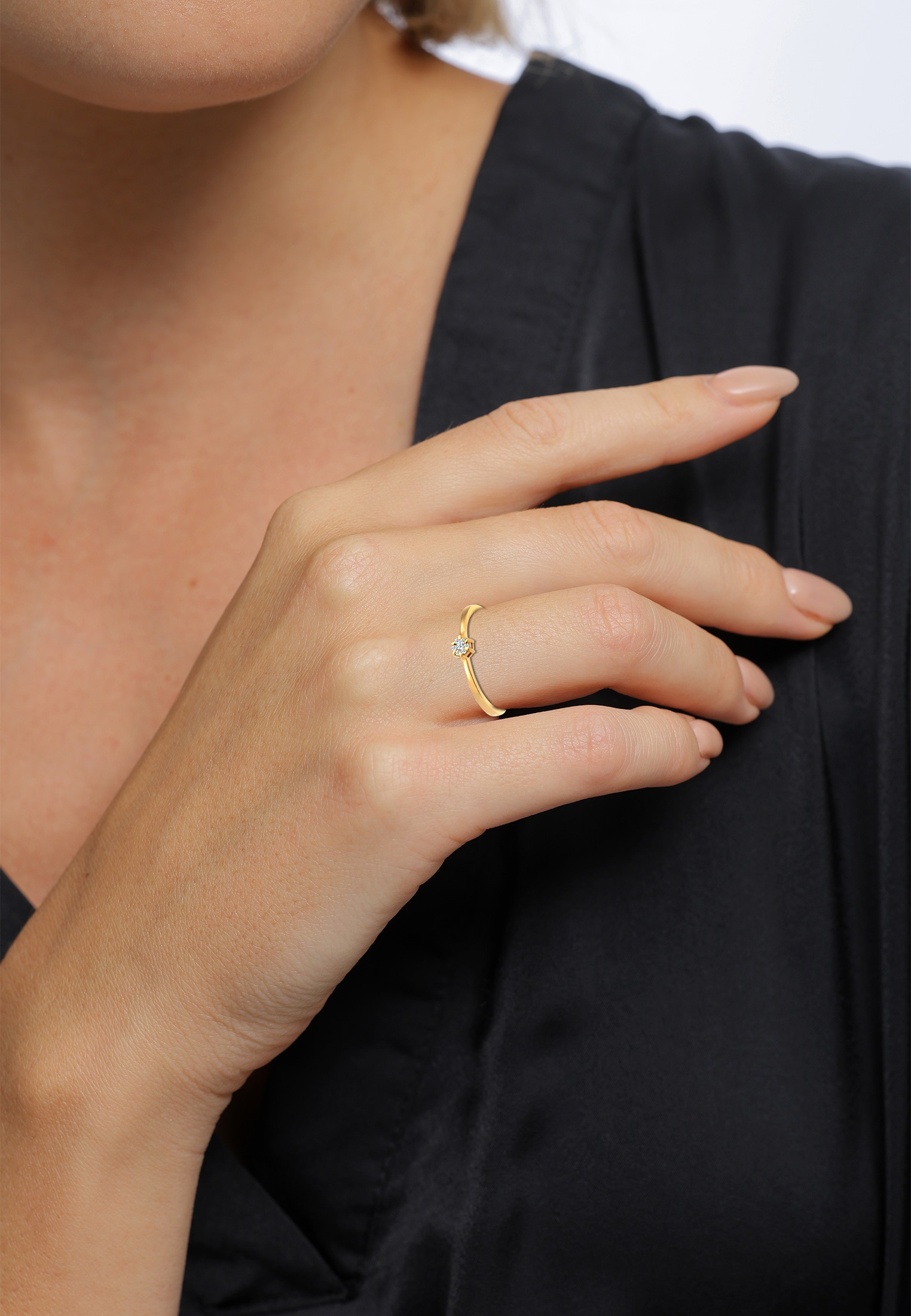 Elli DIAMONDS Verlobungsring »Diamant Weiß Brillantschliff (0.045 ct) 585 Gelbgold«