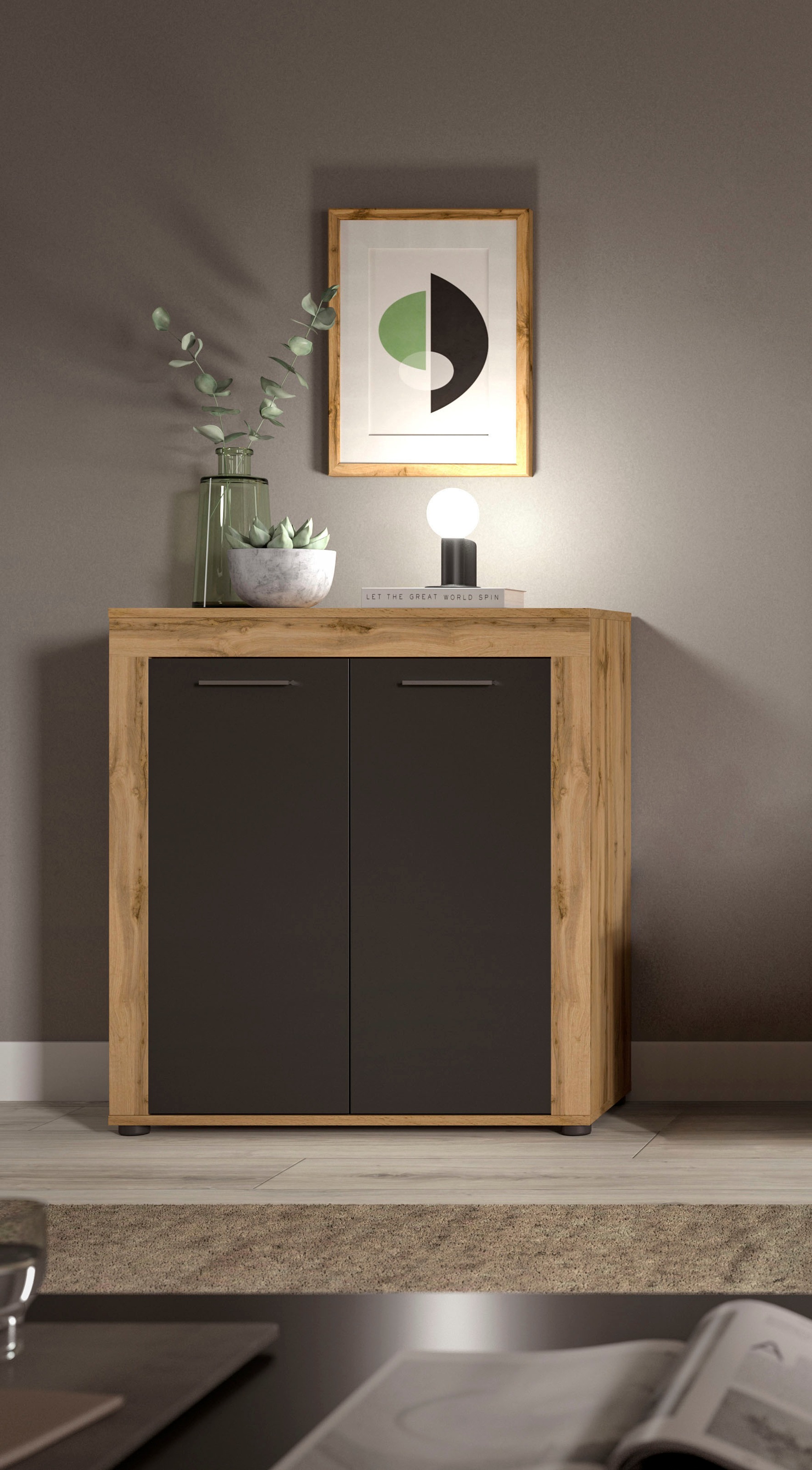 INOSIGN Highboard »Aosta, Höhe 88 cm, in verschiedenen Farbausführungen«, mit 2 Türen und 3 Fächern, Wohnzimmer, Kommode, Schrank