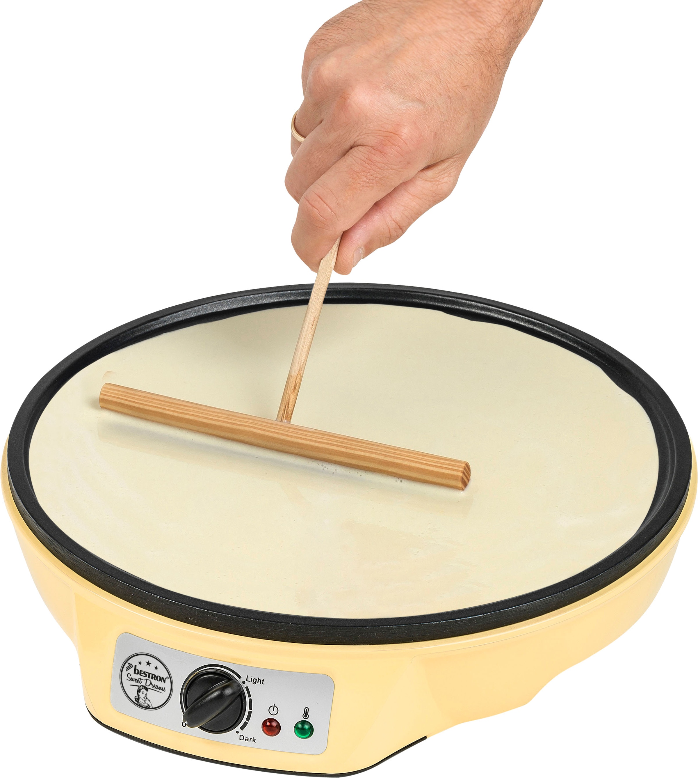 bestron Crêpesmaker »ASW602 im Retro Design, für Crepes mit Ø 30 cm«, 1000 W, Ø 30 cm, inkl. Teigverteiler & Crêpes-Wender, Antihaftbeschichtung