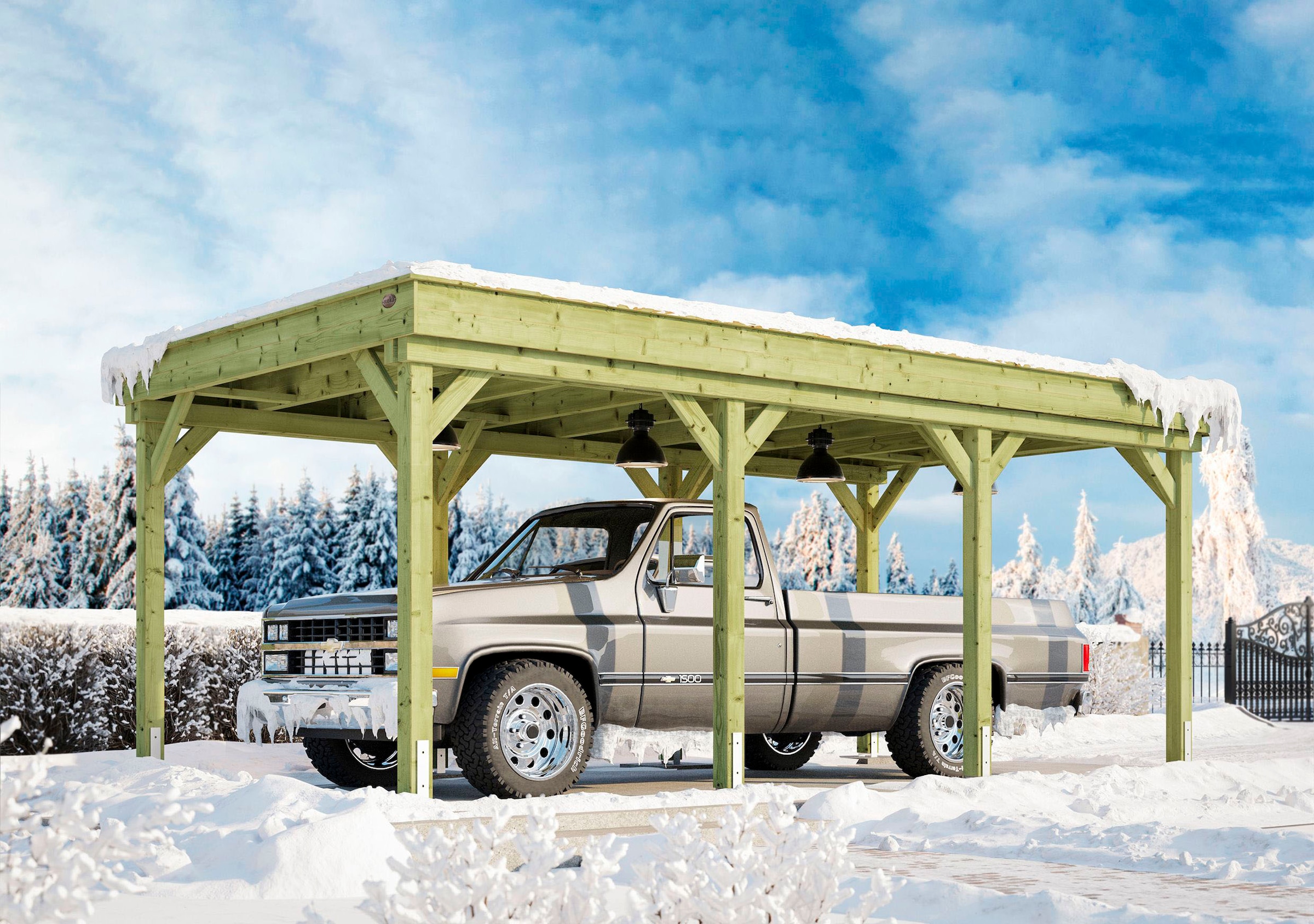 weka Einzelcarport »Carport 609«, Holz, 270 cm, kdi, Schneelast 3kN/m², inkl. selbstkl. Metalldachbahn