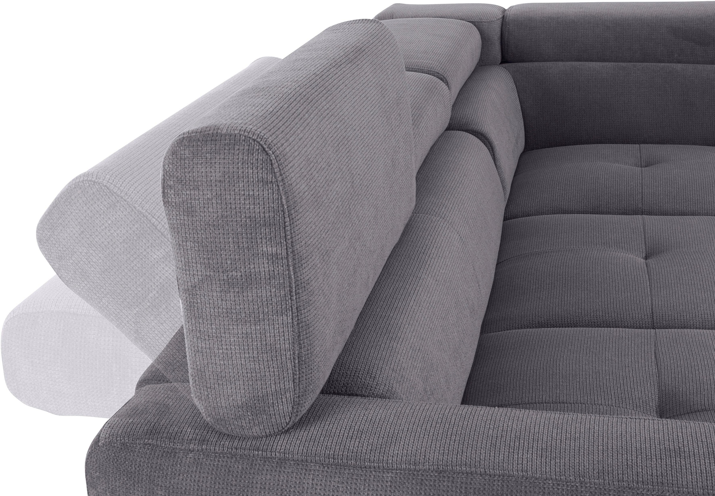 COTTA Polstergarnitur »Sammy L-Form«, (Set), Set bestehend aus: Ecksofa mit Kopfteilverstellung & Hocker