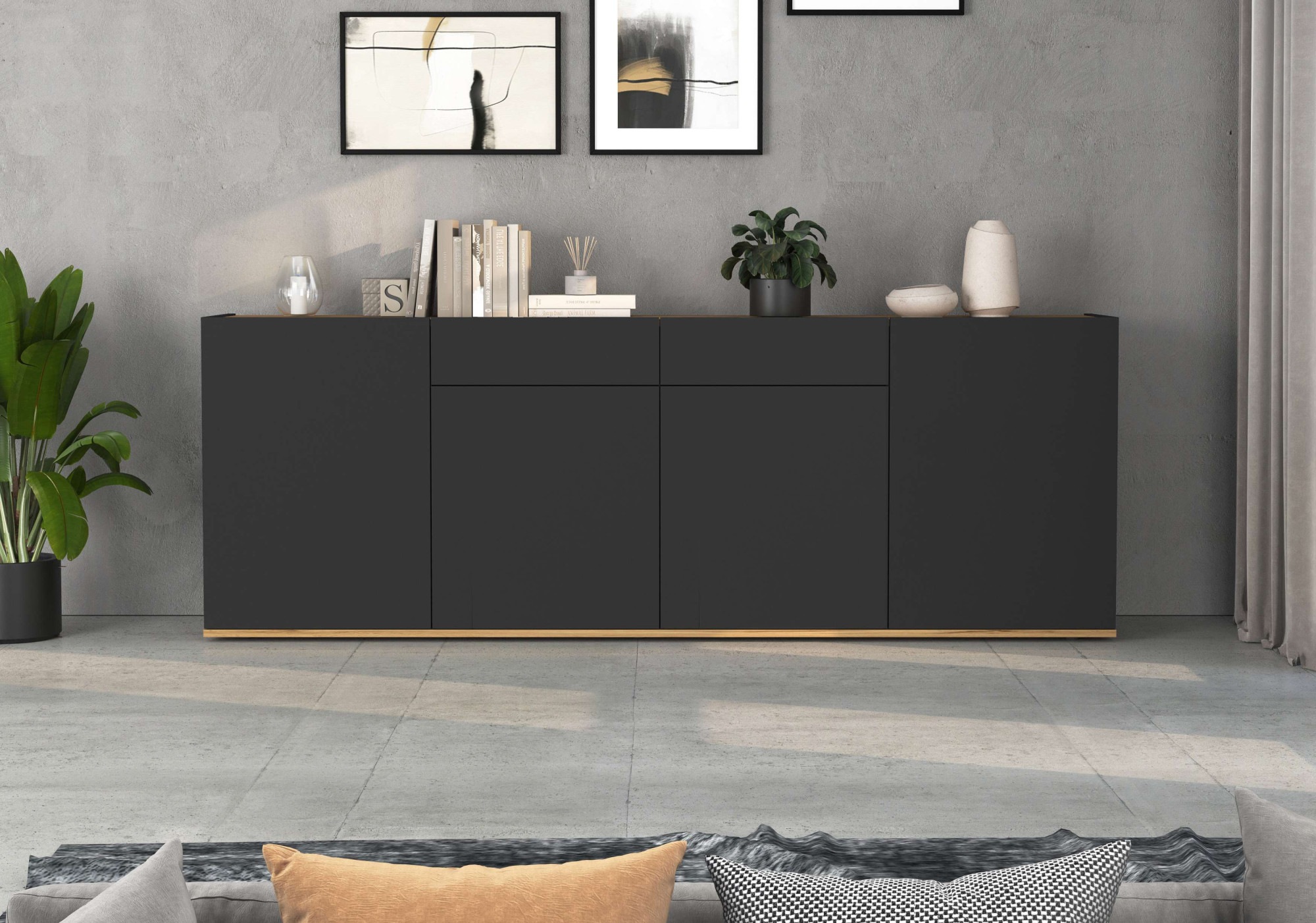 INOSIGN Sideboard »GARDA Sideboard,Kommode, Schrank, Kredenz Grifflos mit Push to Open«, (1 St.), 4 Türen, 2 Schubladen, grifflos Breite 200 cm