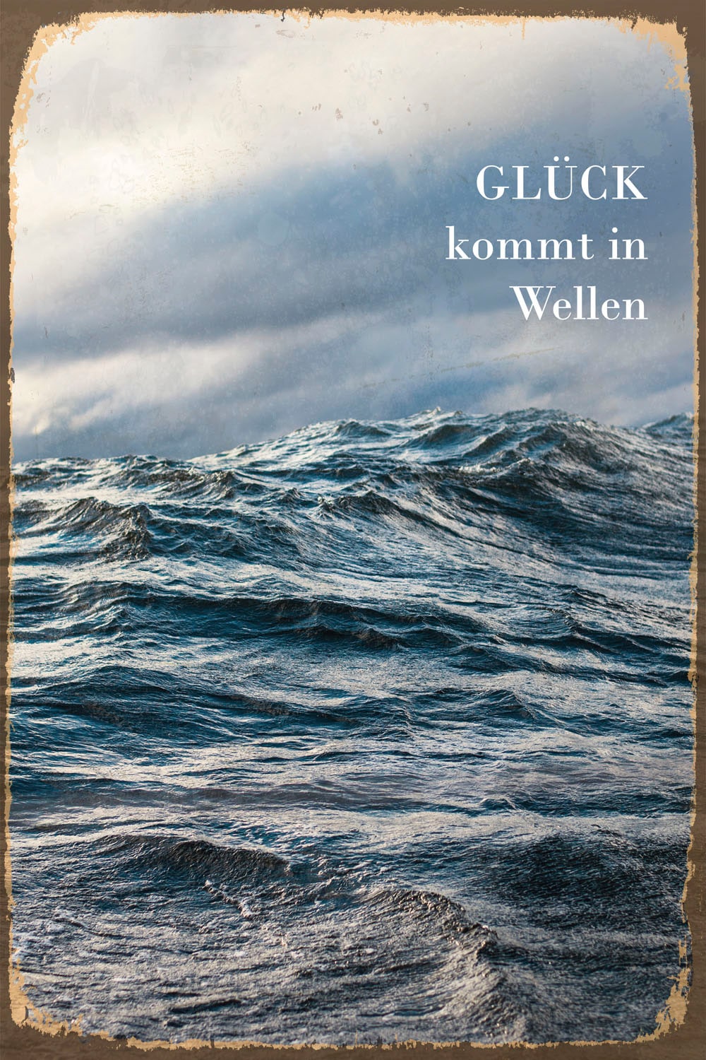 queence Metallbild »Glück«, Schriftzüge-Schriftzug-Meer, (1 St.), Stahlschild, Blechschild, Sprüche, Texte, Fernweh