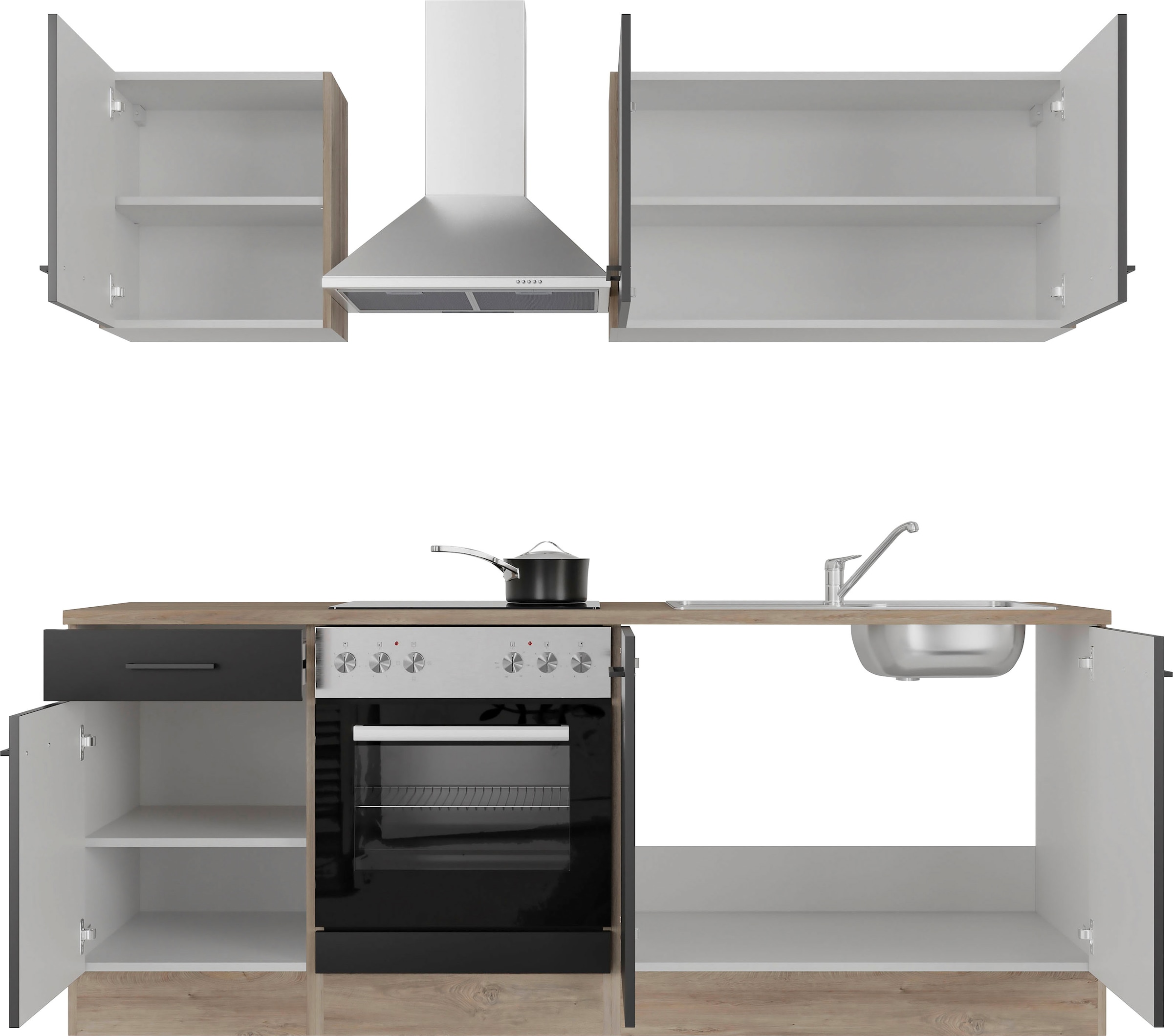 Flex-Well Küchenzeile »Capri« mit und ohne E-Geräten erhältlich, Gesamtbreite 210 cm