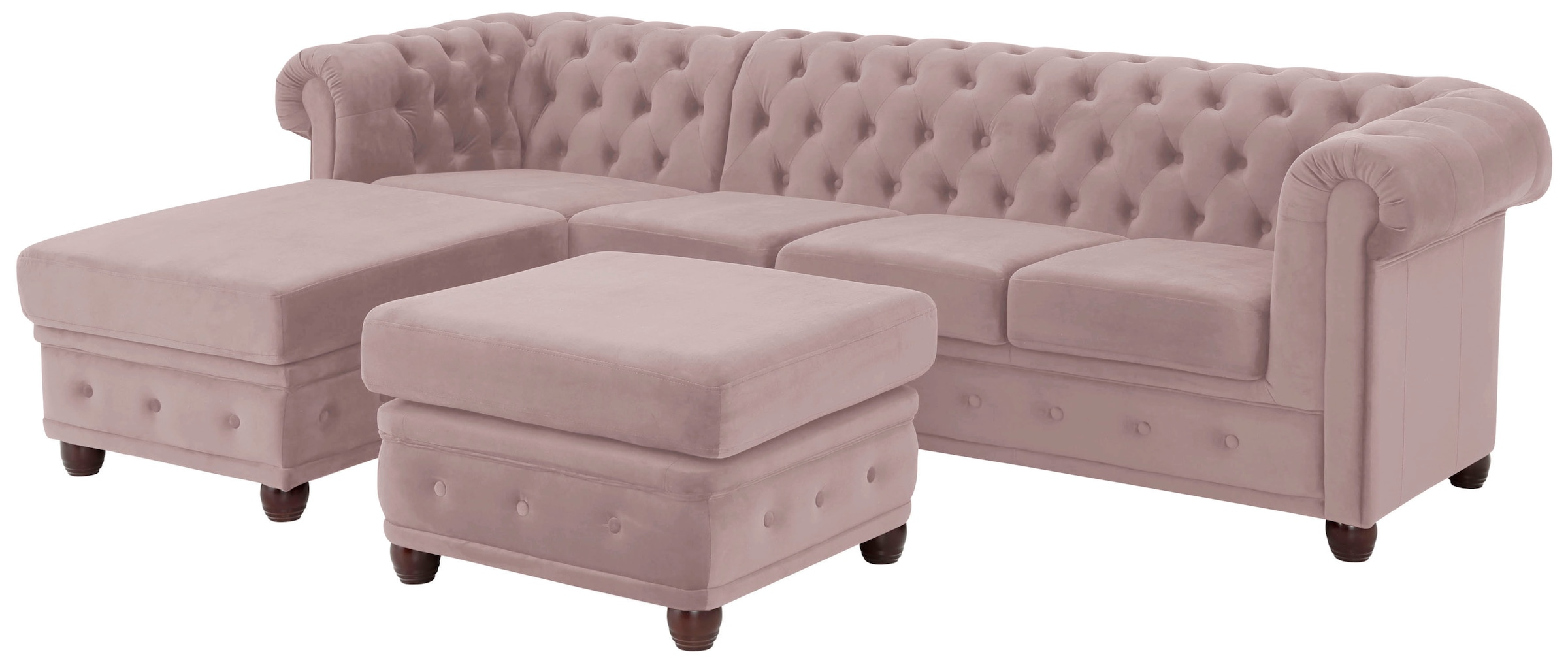 Home affaire Chesterfield-Sofa »New Castle L-Form« hochwertige Knopfheftung in Chesterfield-Design, B/T/H: 255(171/72)