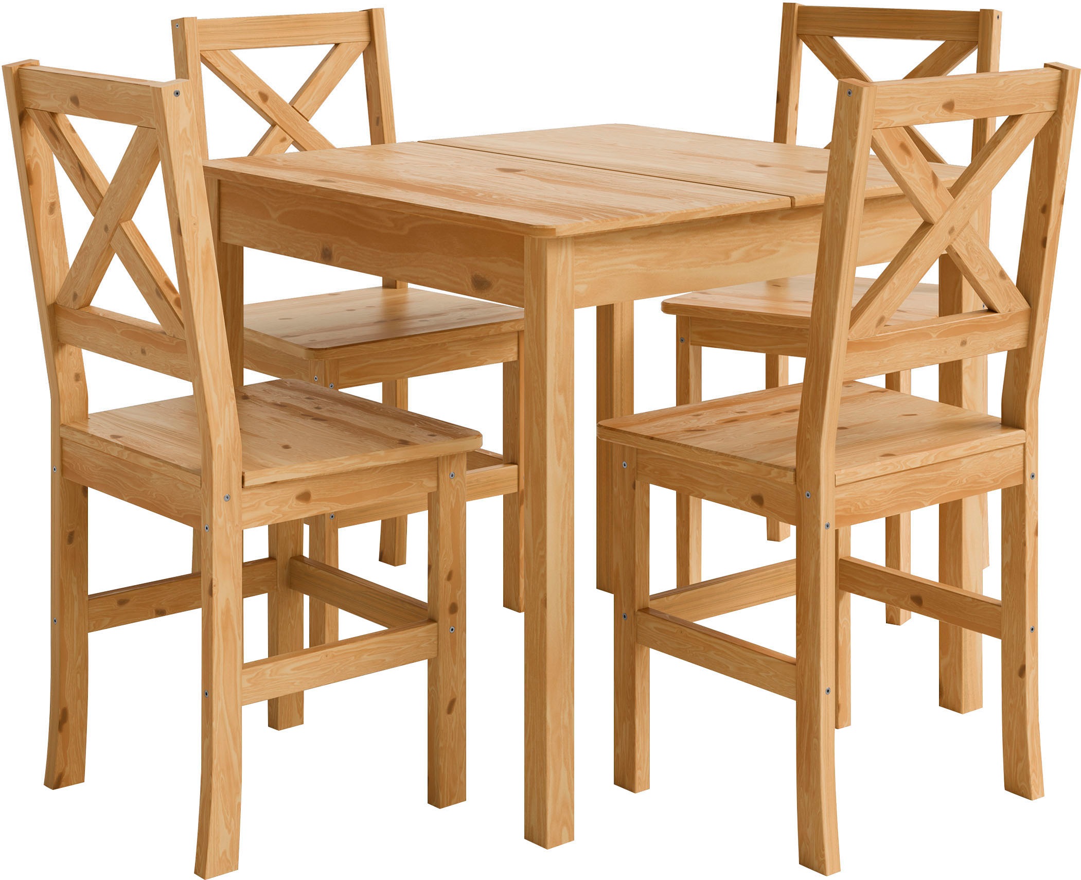 Home affaire 4-Fußstuhl »Malmö«, (Set), 2 St., Holzstuhl Kiefer Massivholz naturfarbig, erhältich als 2er und 4er-Set