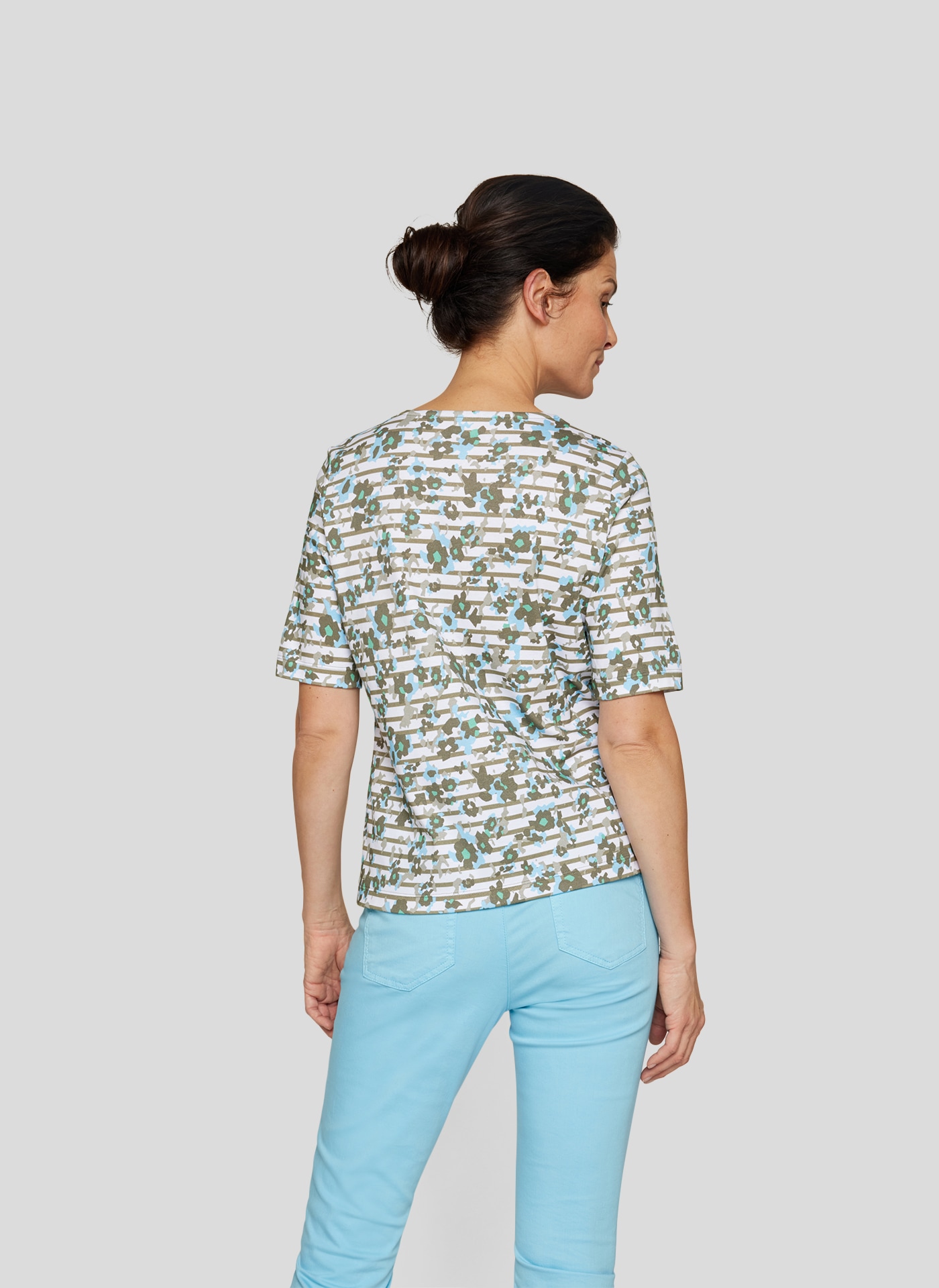 Rabe Rundhalsshirt, mit Reißverschluss und floralem Muster
