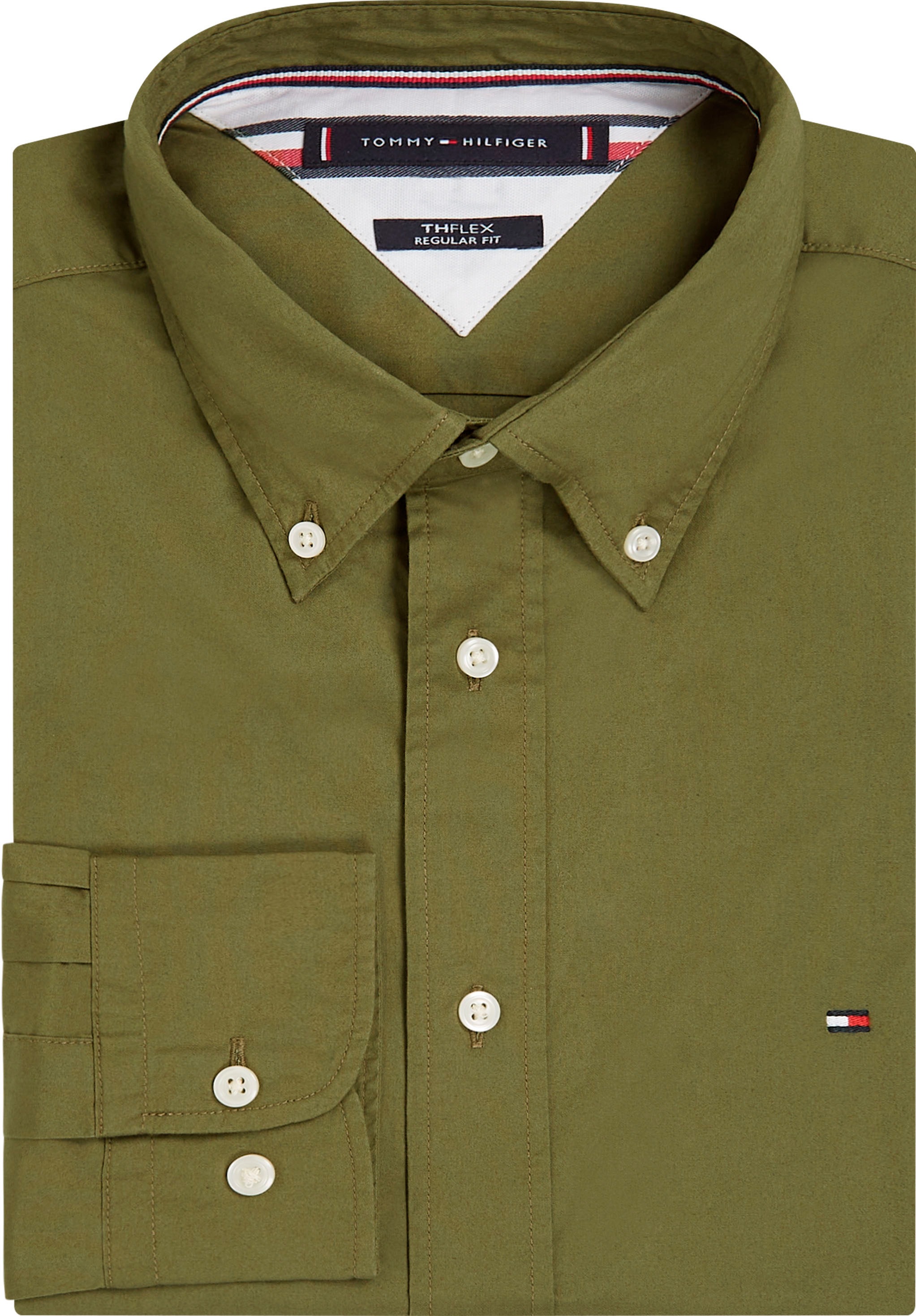 Tommy Hilfiger Langarmhemd »FLEX POPLIN RF SHIRT«, mit Tommy Hilfiger Labelschild innen an der Knopfleiste