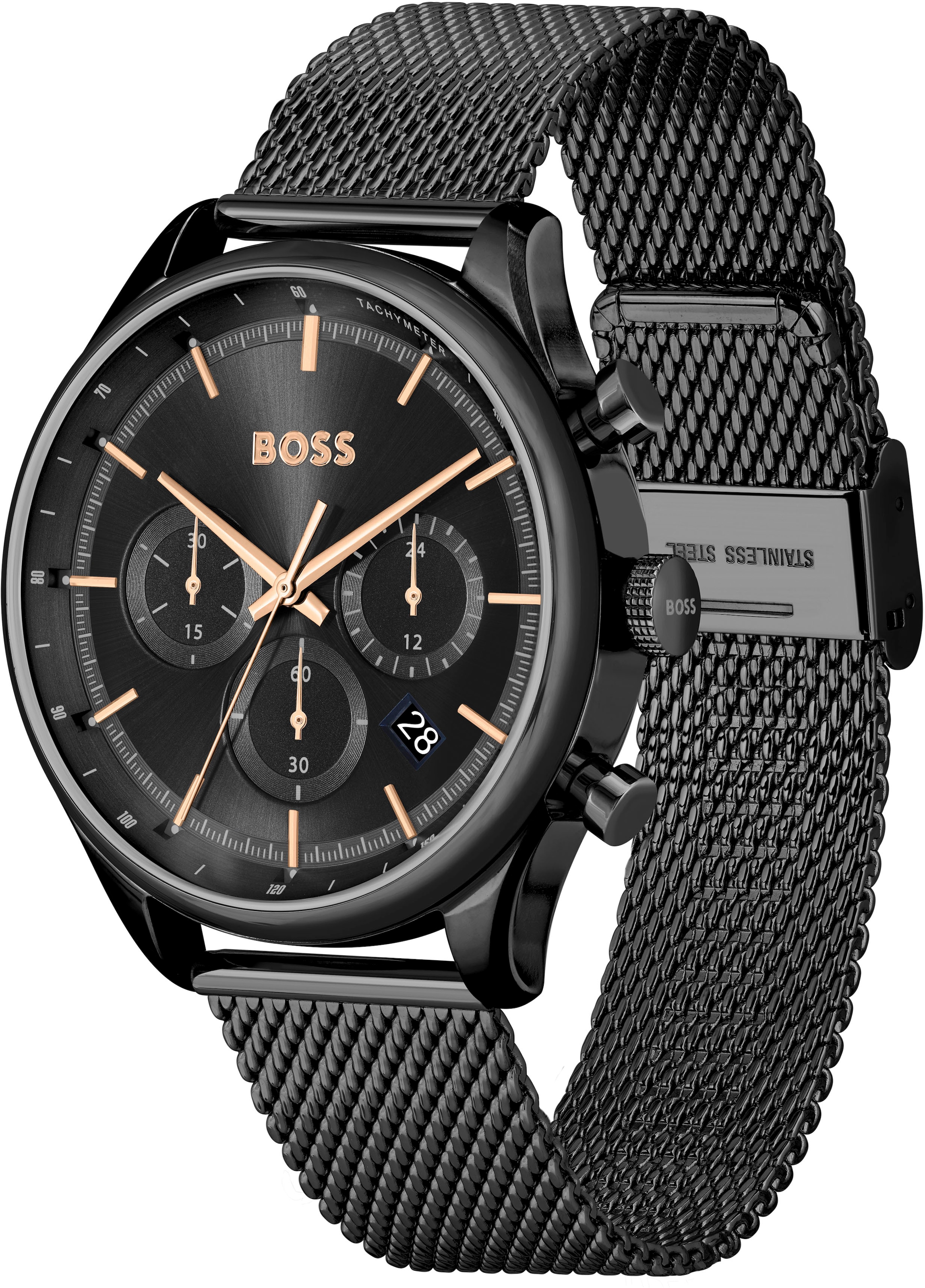 BOSS Chronograph »GREGOR«, Quarzuhr, Herrenuhr, Armbanduhr, Stoppfunktion, Edelstahlarmband