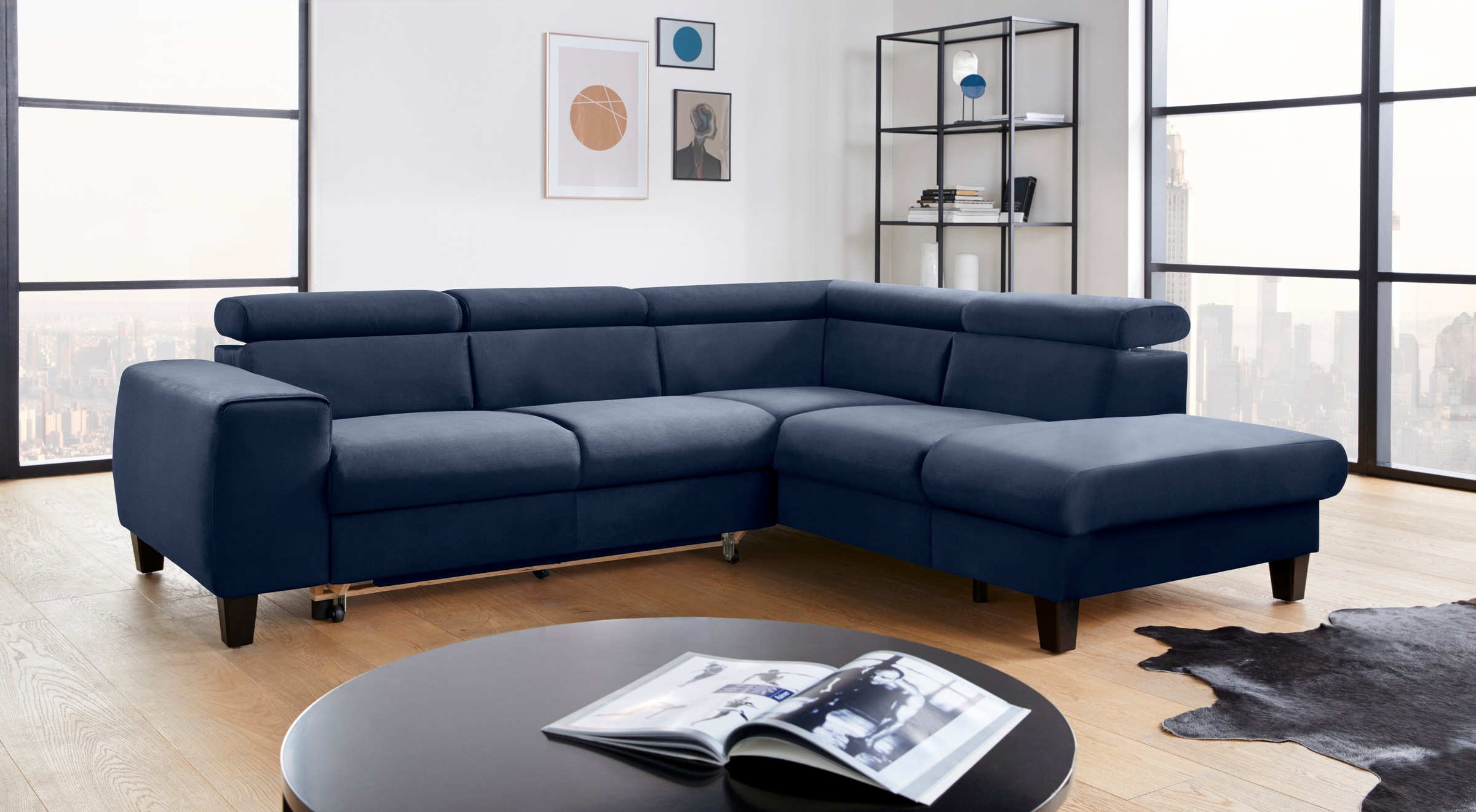 COTTA Polstergarnitur »Morven L-Form«, (Set), Set bestehend aus: Ecksofa mit Kopfteilverstellung & Hocker
