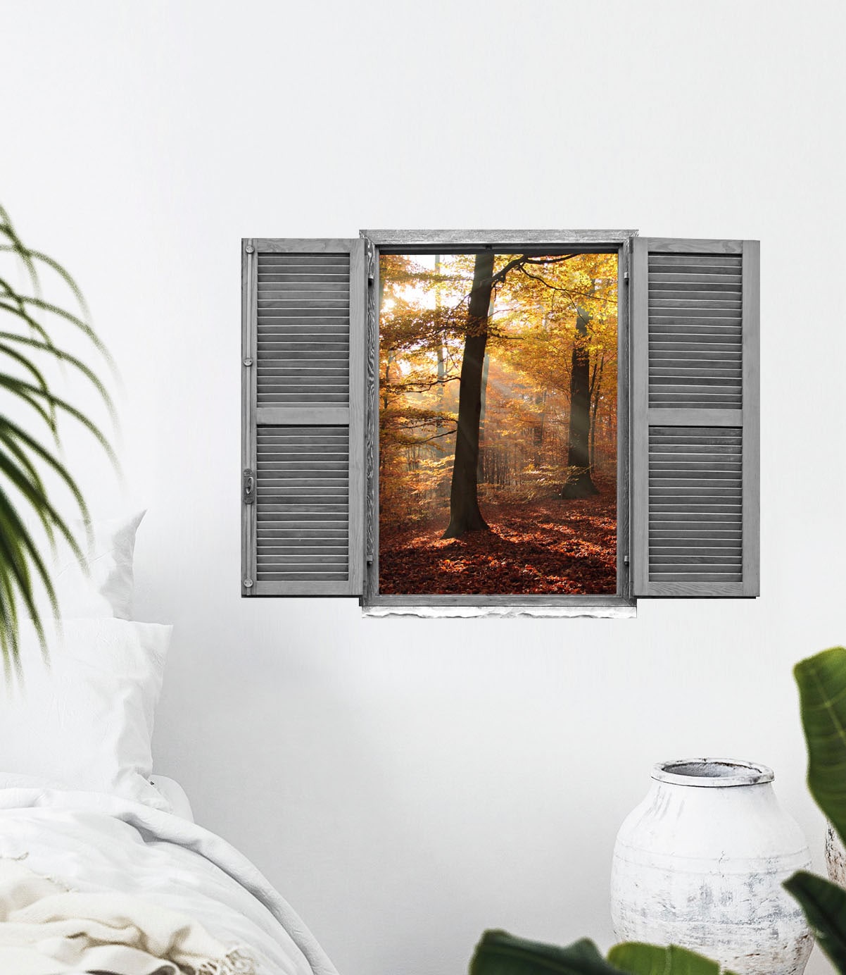 queence Wandtattoo »Wald im Herbst«, (1 St.), Wandsticker, Wandbild, selbstklebend, 3D, Fenster