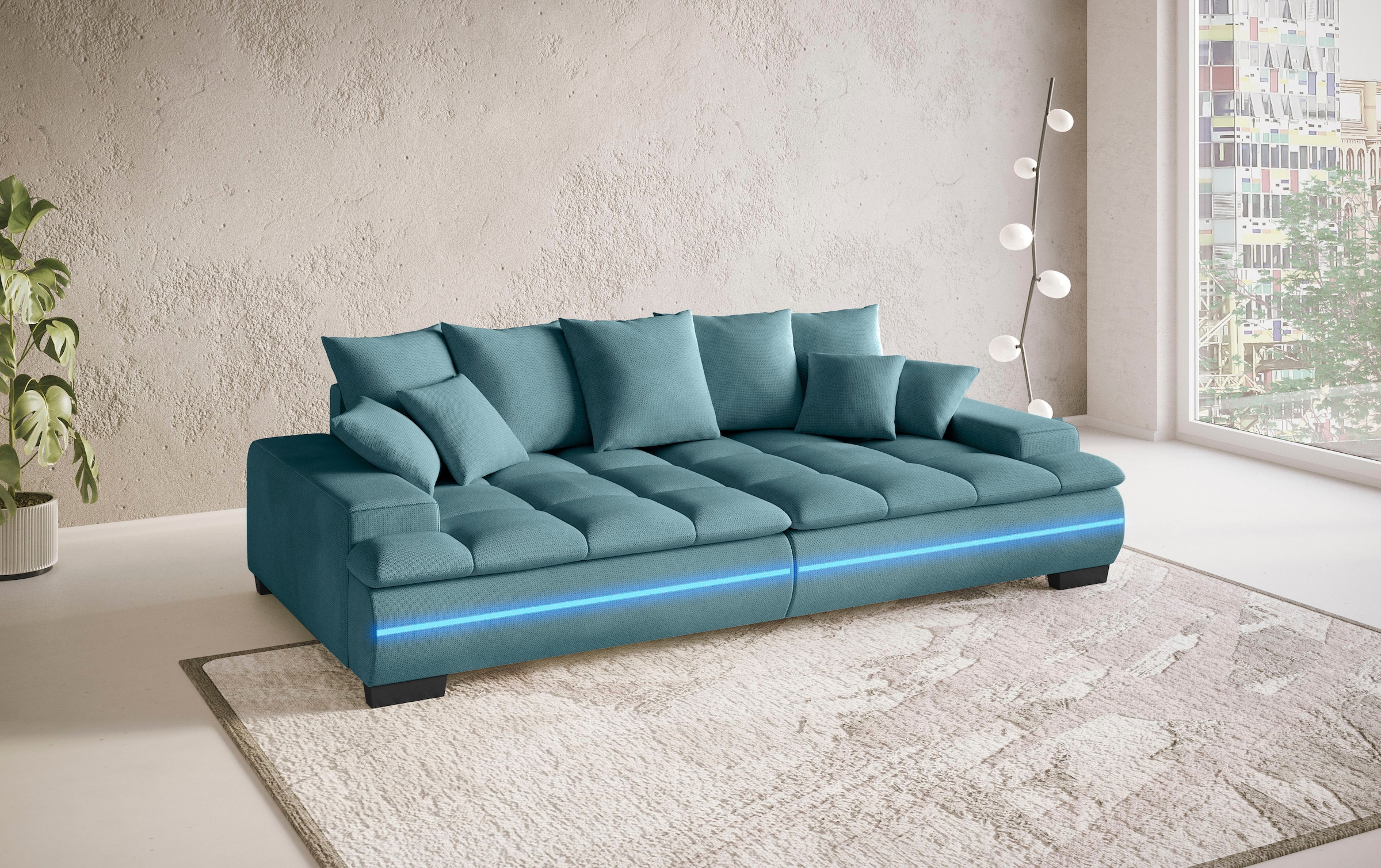 Mr. Couch Big-Sofa »Haiti II RGB-LED«, RGB-LED Beleuchtung, mit Handwerklich gearbeiteter Komfort-Steppung
