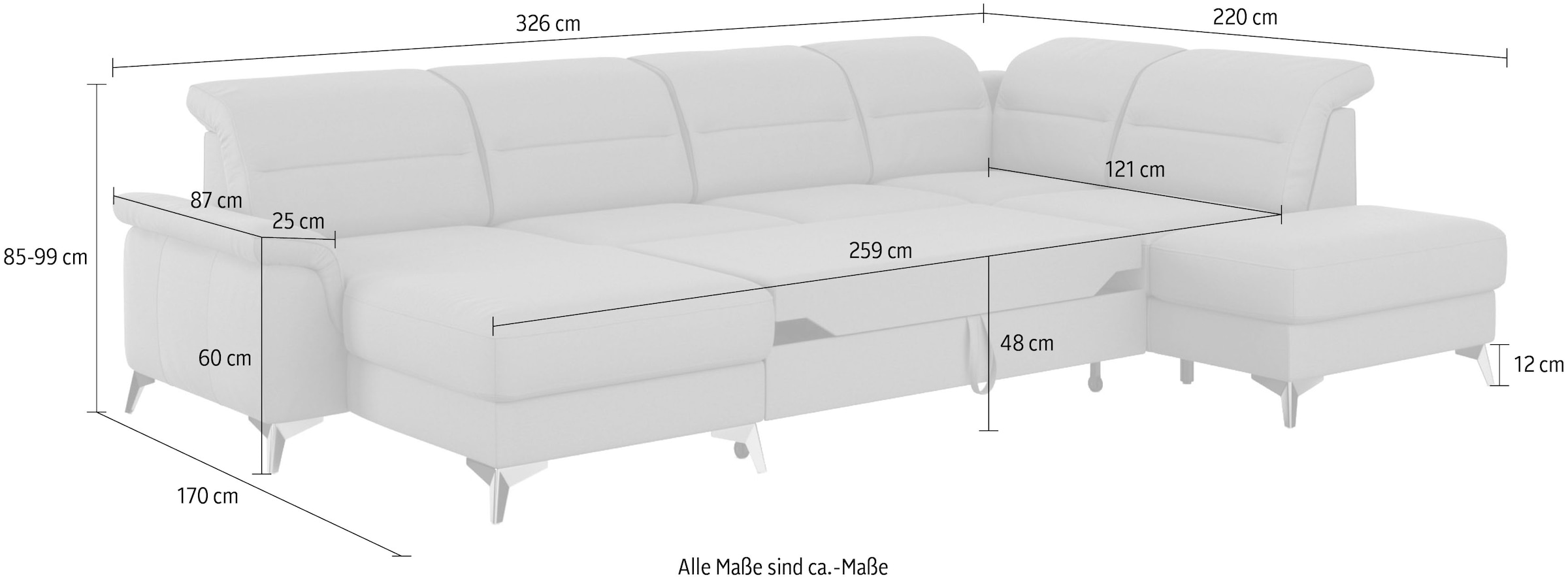sit&more Wohnlandschaft »Sinatra U-Form«, optional mit Kopfteilverstellung und Armteilfunktion etc.