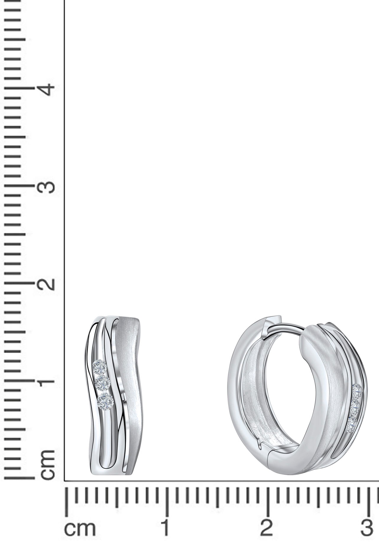 Firetti Paar Creolen »Schmuck Geschenk Silber 925 Wellenform«, mit Zirkonia (synth.)