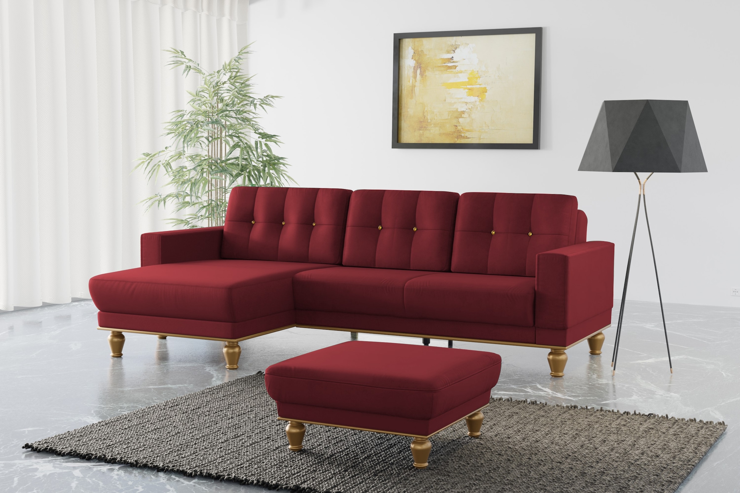 sit&more Ecksofa »Orient 5 L-Form«, mit Strass-Stein, wahlweise mit Bettfun günstig online kaufen