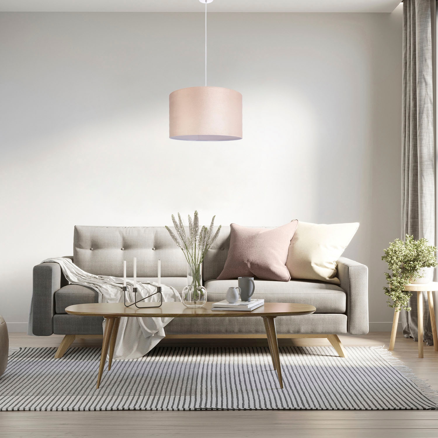 Paco Home Pendelleuchte »Hugo uni Color«, Leuchtmittel E27 | ohne Leuchtmittel, Wohnzimmer Lampenschirm aus Velour Unifarben Deko E27 Kabel 1,5m