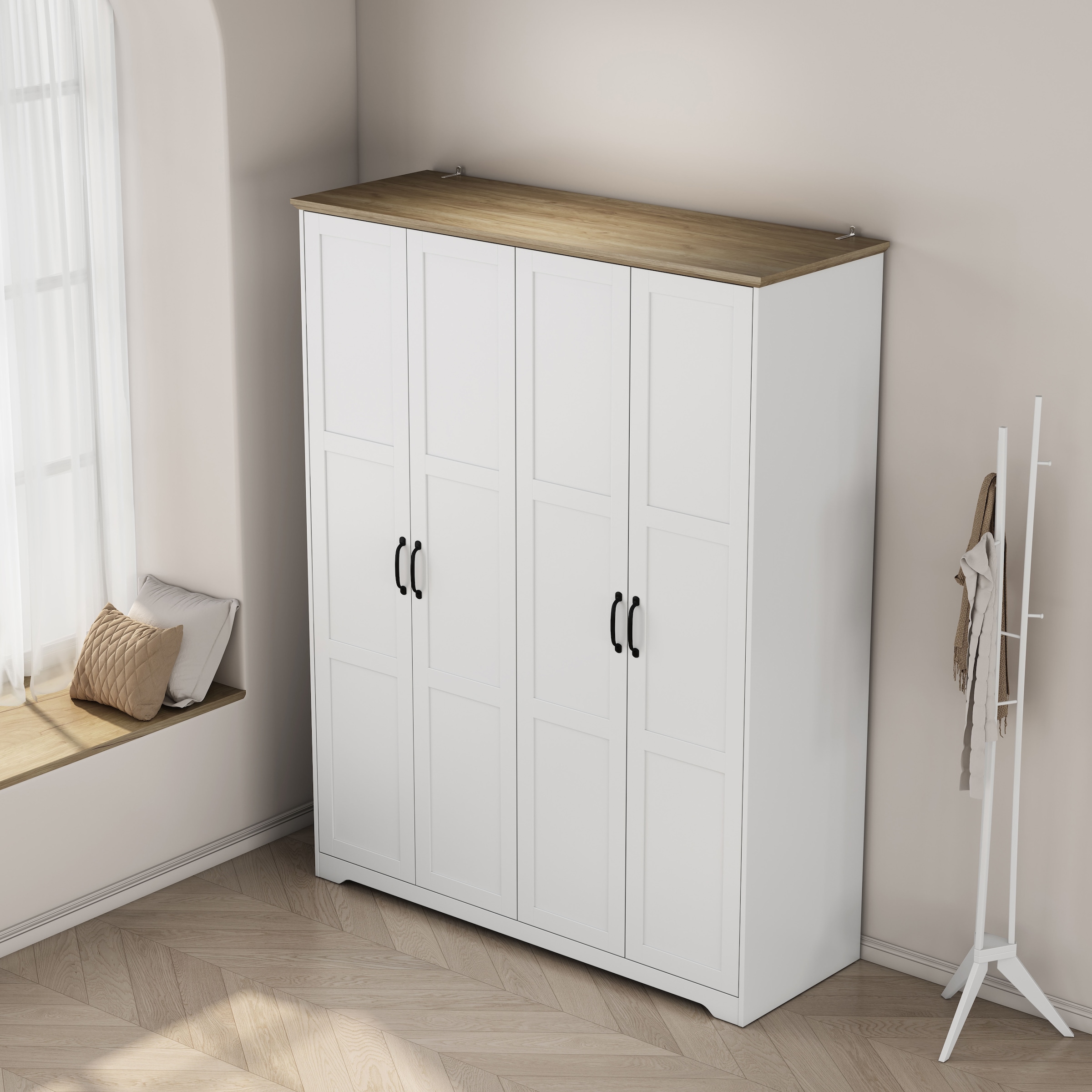 OTTO home Kleiderschrank »Emmilia Schrank Schlafzimmerschrank im Landhaus Design« Mit vielen Einlegeböden und Softclose Türen,  Landhaus Schrank mit  4 Türen Breite 151,1cm Höhe 2m