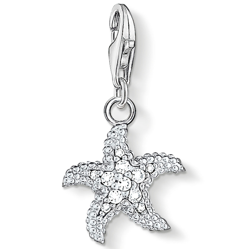 THOMAS SABO Charm-Einhänger »Seestern« mit Zirkonia (synth.) silberfarben-weiß + weiß Besonderer Charm-Anhänger mit Seesternmotiv