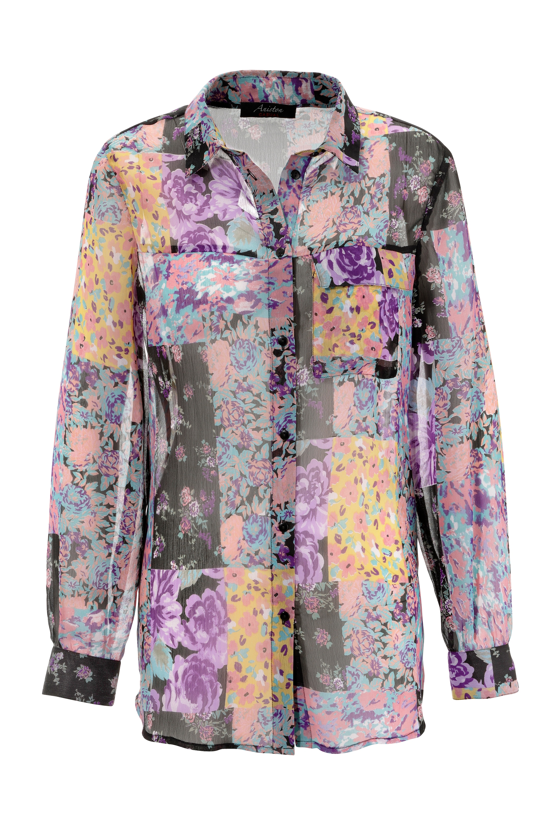 Aniston CASUAL Hemdbluse, mit bunten Blumendrucken im Patch-Dessin online  bei