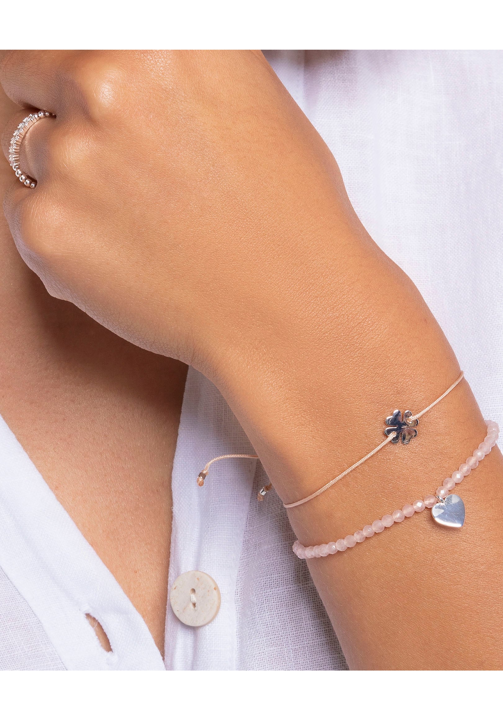 THOMAS SABO Armband »rosa Perlen mit Herz, roségold, A1985-813-9-L20V, A1985-893-9-L20V«, mit Rosenquarz oder Jaspis