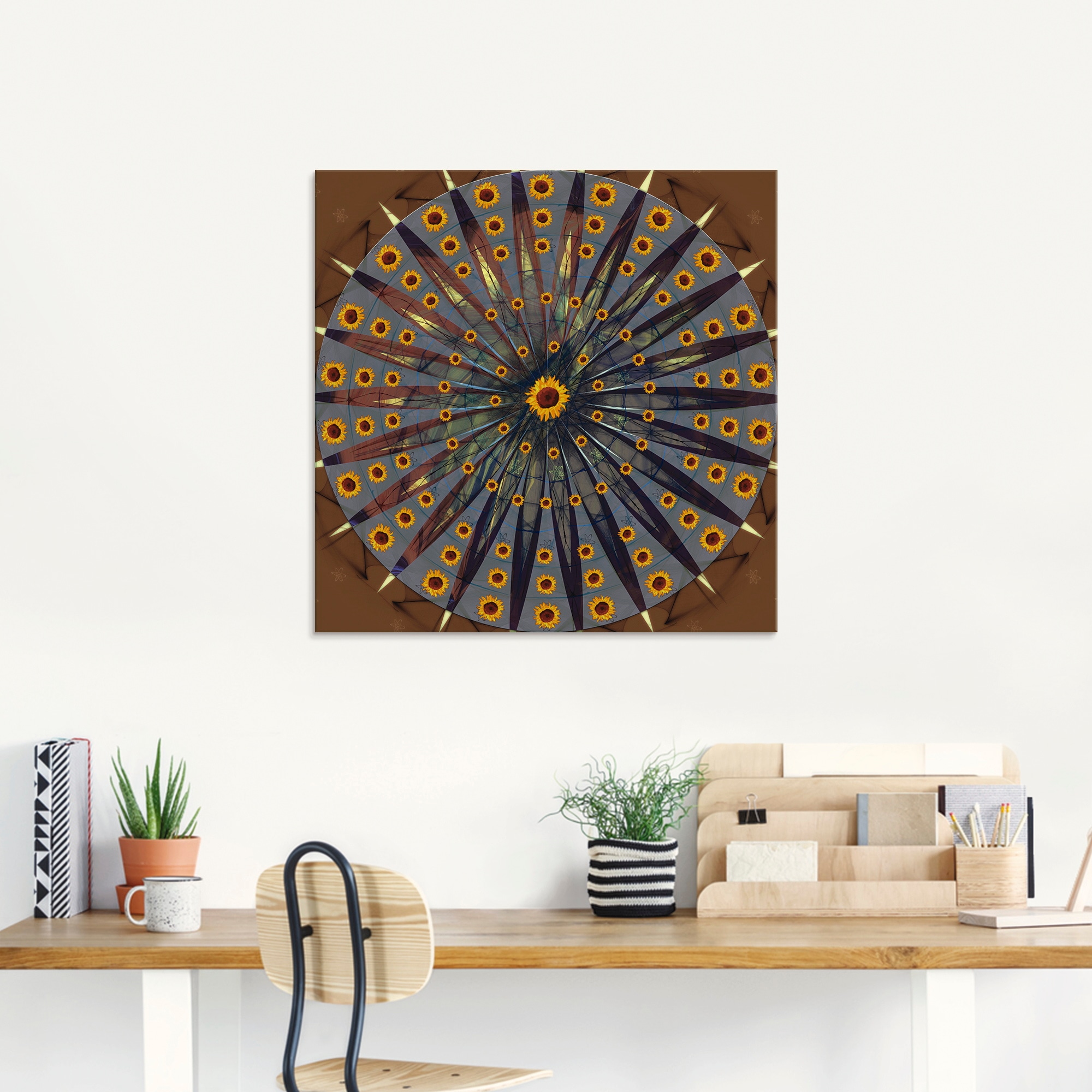 Artland Glasbild »Mandala - Sonnenblume«, Muster, (1 St.), in verschiedenen Größen