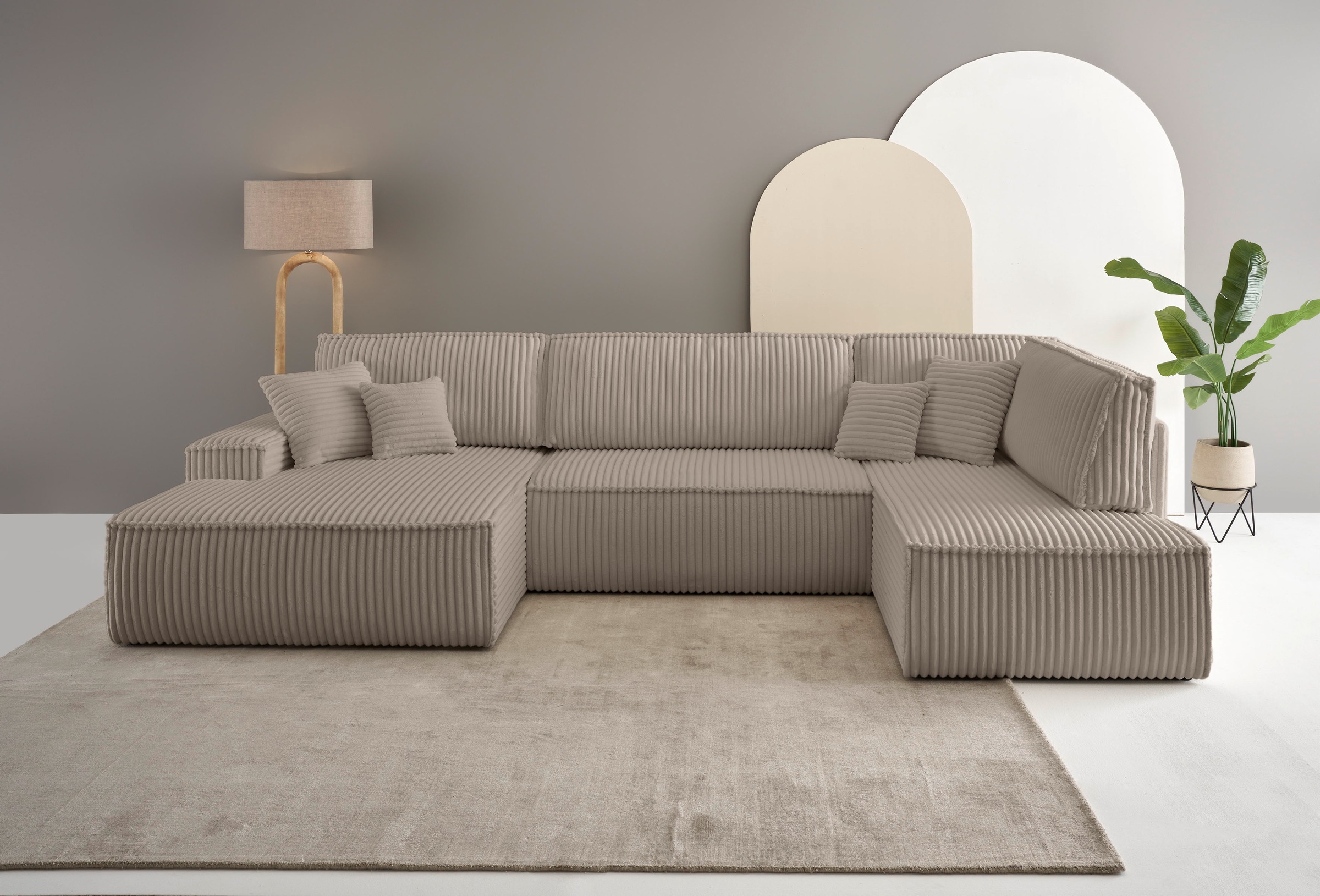 andas Wohnlandschaft »FINNLEY, U-Form XXL 329 cm, Schlafsofa, Schlaffunktio günstig online kaufen