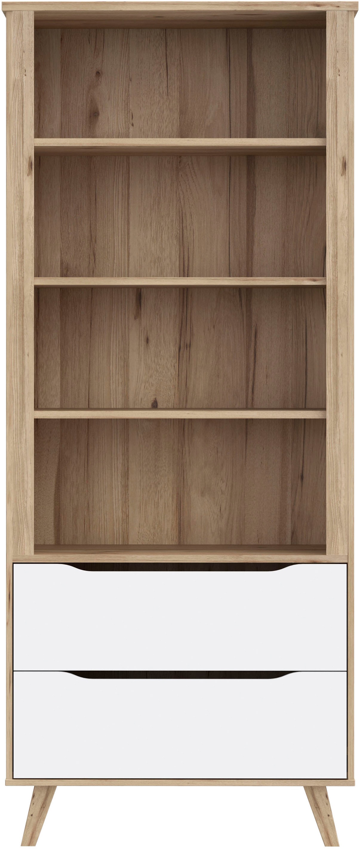 FORTE Wandregal »Vankka Regal 2 Schubkästen« B/H/T 84,7/201,5/41,7 cm,  Regal, Holzfüße, Einlegeböden variabel , 2 Schubkästen