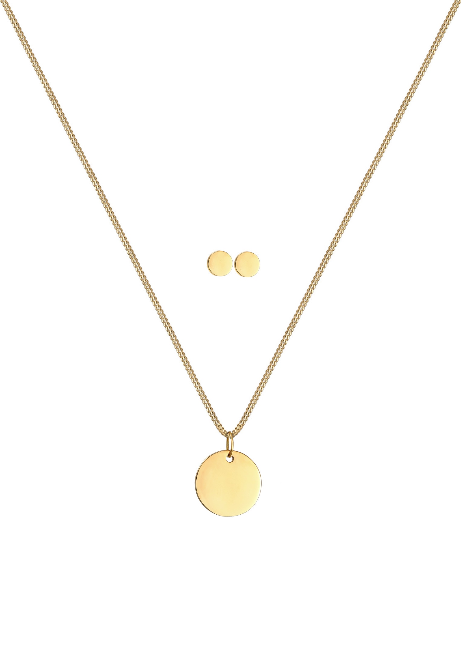 Elli Premium Schmuckset »Kreis Geo Halskette Ohrstecker Basic 585 Gelbgold«