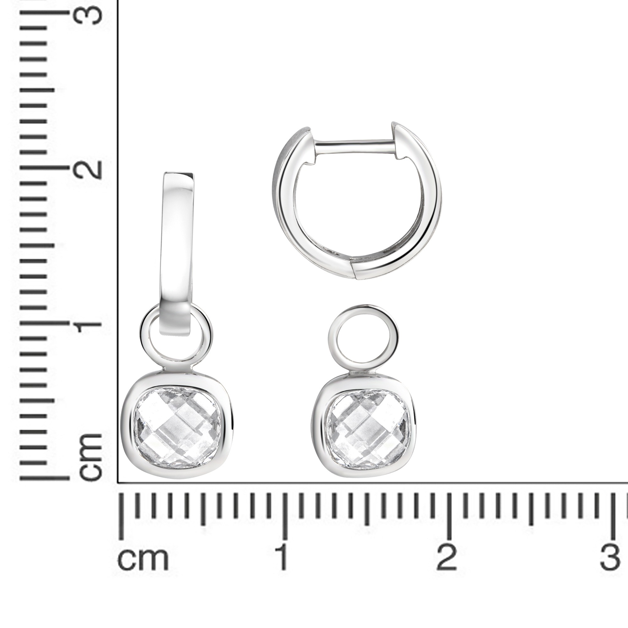 Zeeme Paar Creolen »Silber 925 rhodiniert mit Zirkonia weiß«