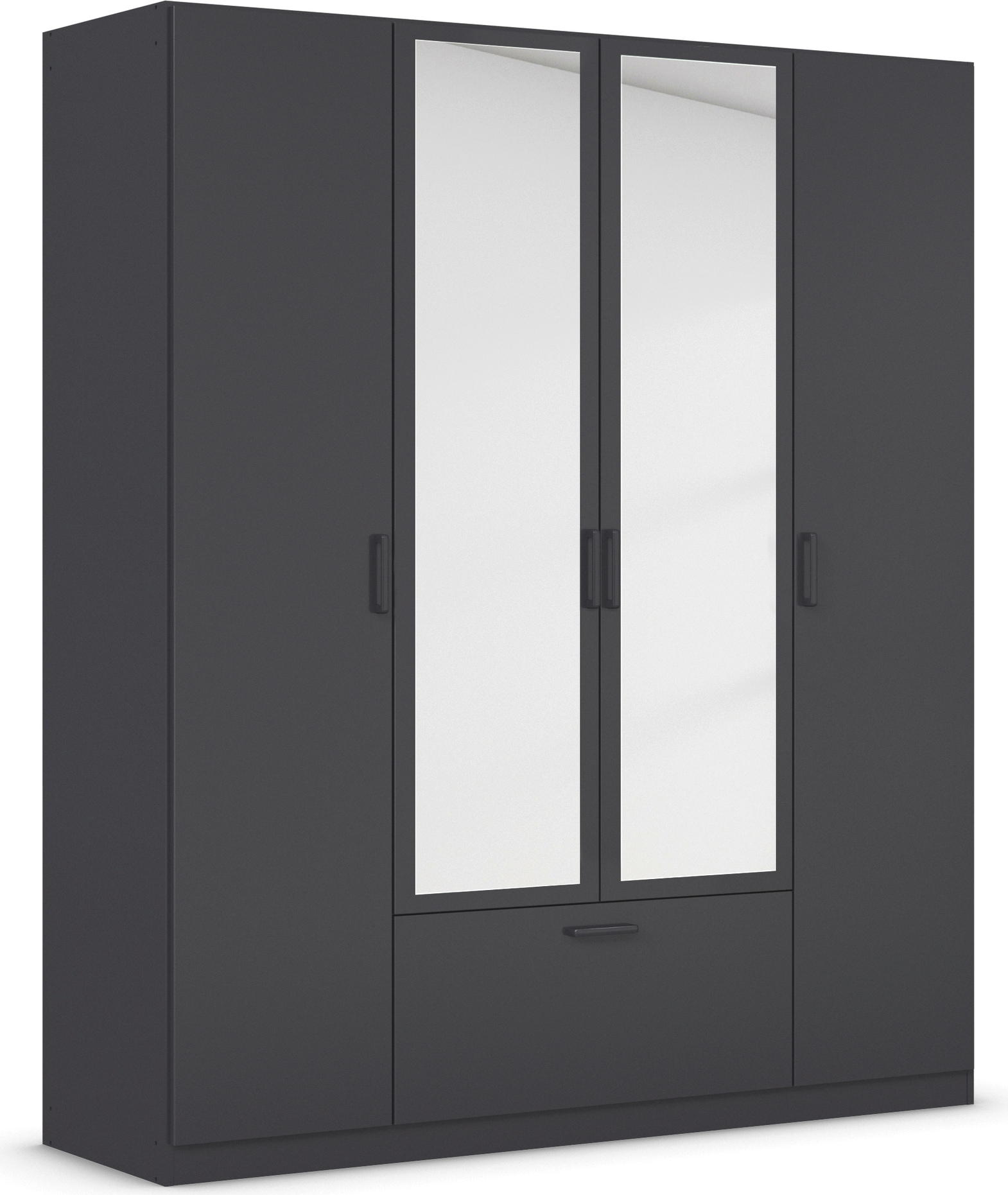 rauch Drehtürenschrank »Kleiderschrank Schrank Garderobe Wäscheschrank BARI mit Spiegel«, mit Schubasten mittig, moderner Griff in Graumetallic MADE IN GERMANY