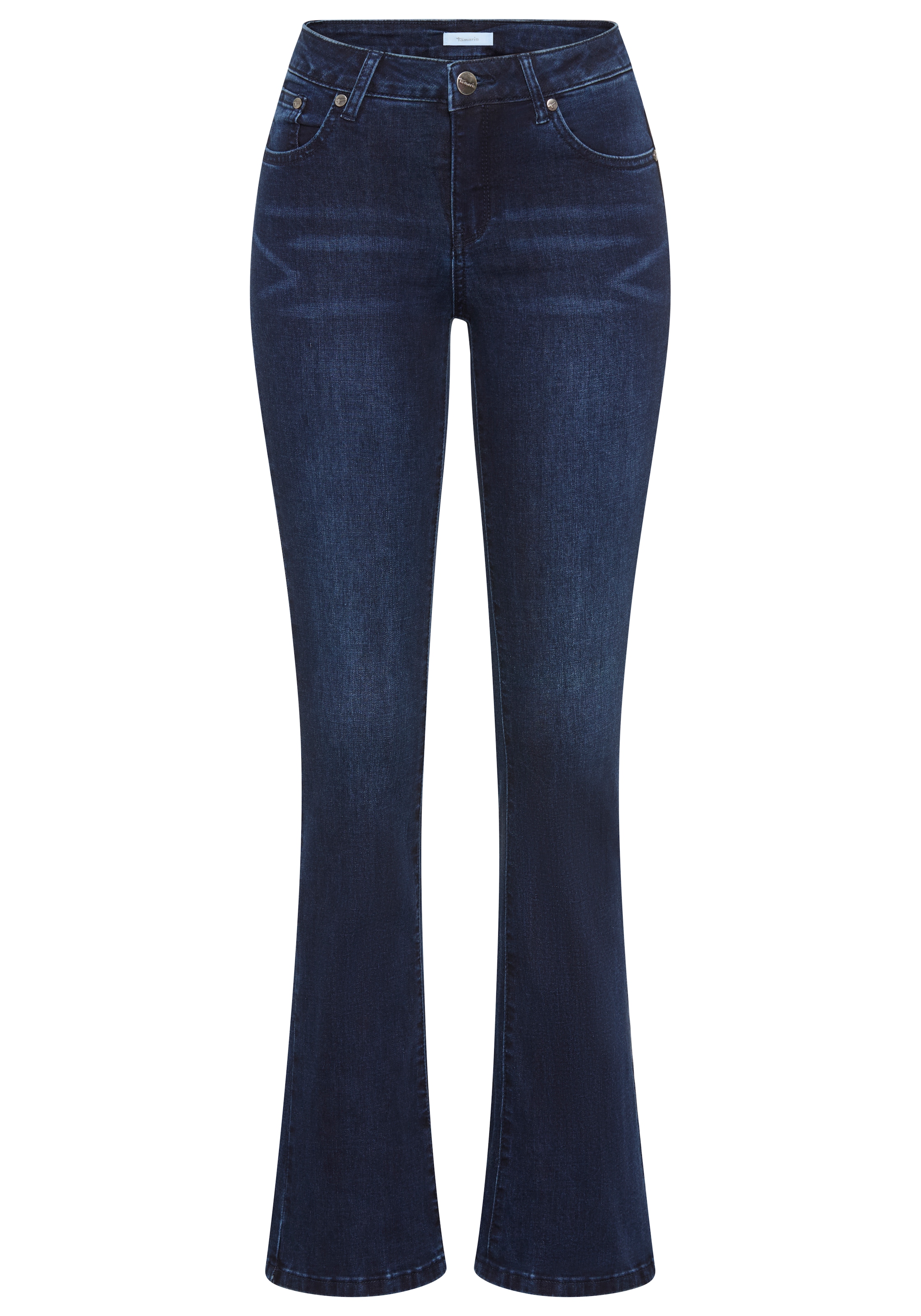 Tamaris Bootcut-Jeans normale Leibhöhe,  Bootcut,  mit ausgestelltem Bein