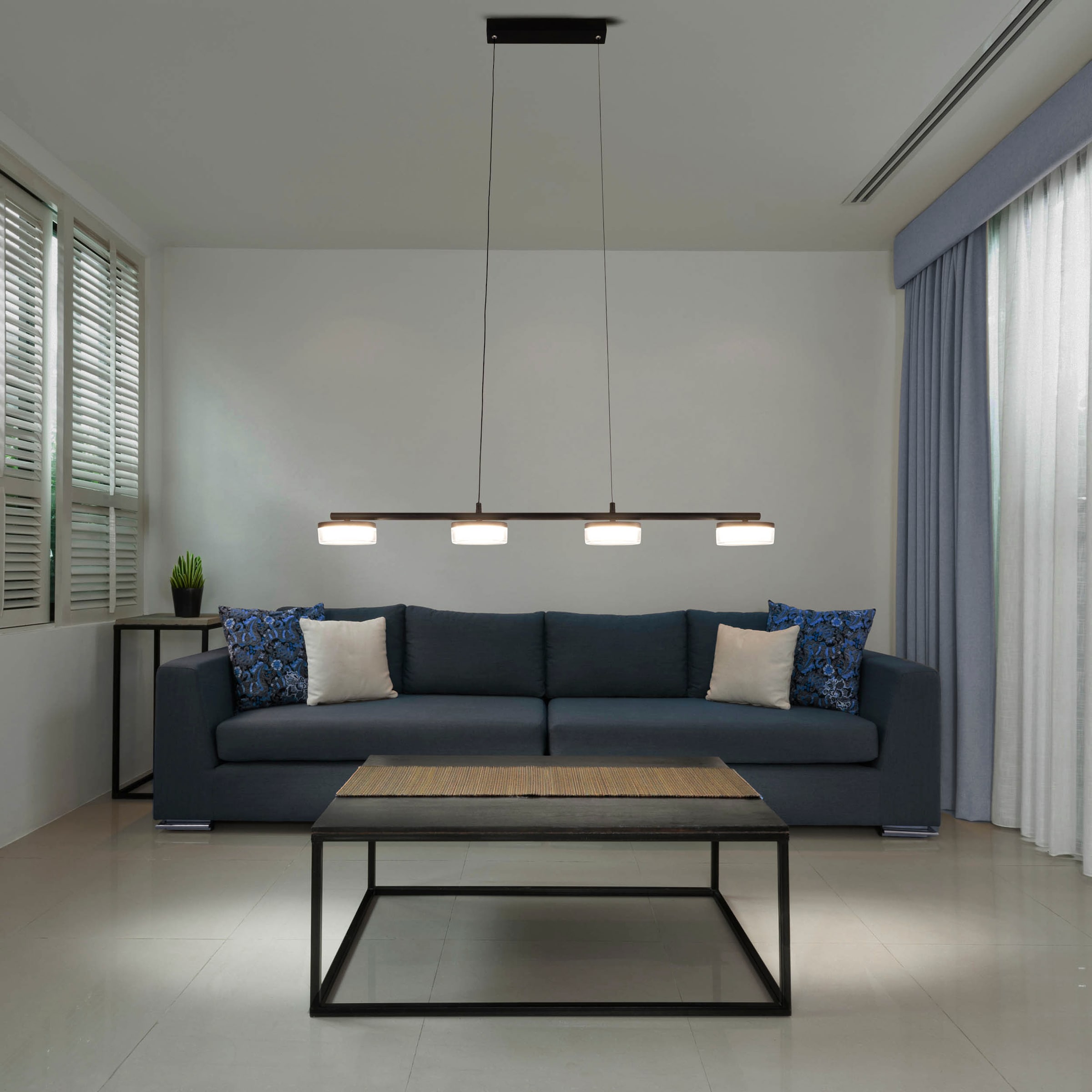 näve LED Pendelleuchte »Cimo«, 4 flammig, Leuchtmittel LED-Modul | LED wechselbar, stufenweise dimmbar per Wandschalter, Lichtfarbe warmweiß, schwarz