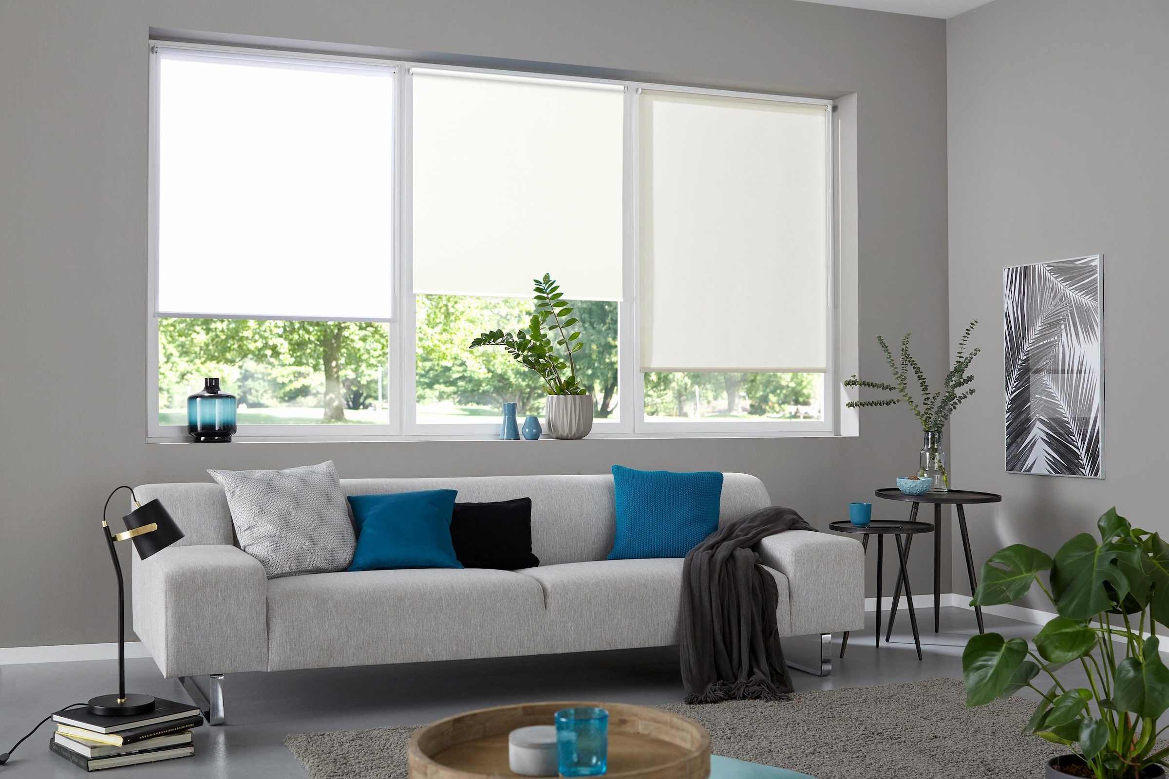 OTTO home Rollo »NELLIA« Lichtschutz Sichtschutz ohne Bohren freihängend Klemmfix, Seitenzugrollo in natürlicher Leinenoptik, NEUHEIT