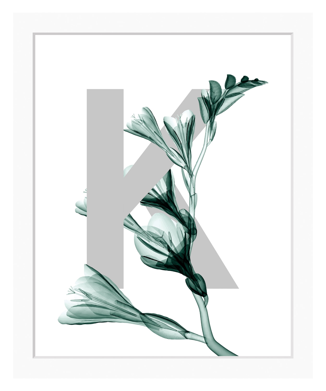 queence Bild »K-Flower«, Buchstaben, Blume, gerahmt, Blätter günstig online kaufen