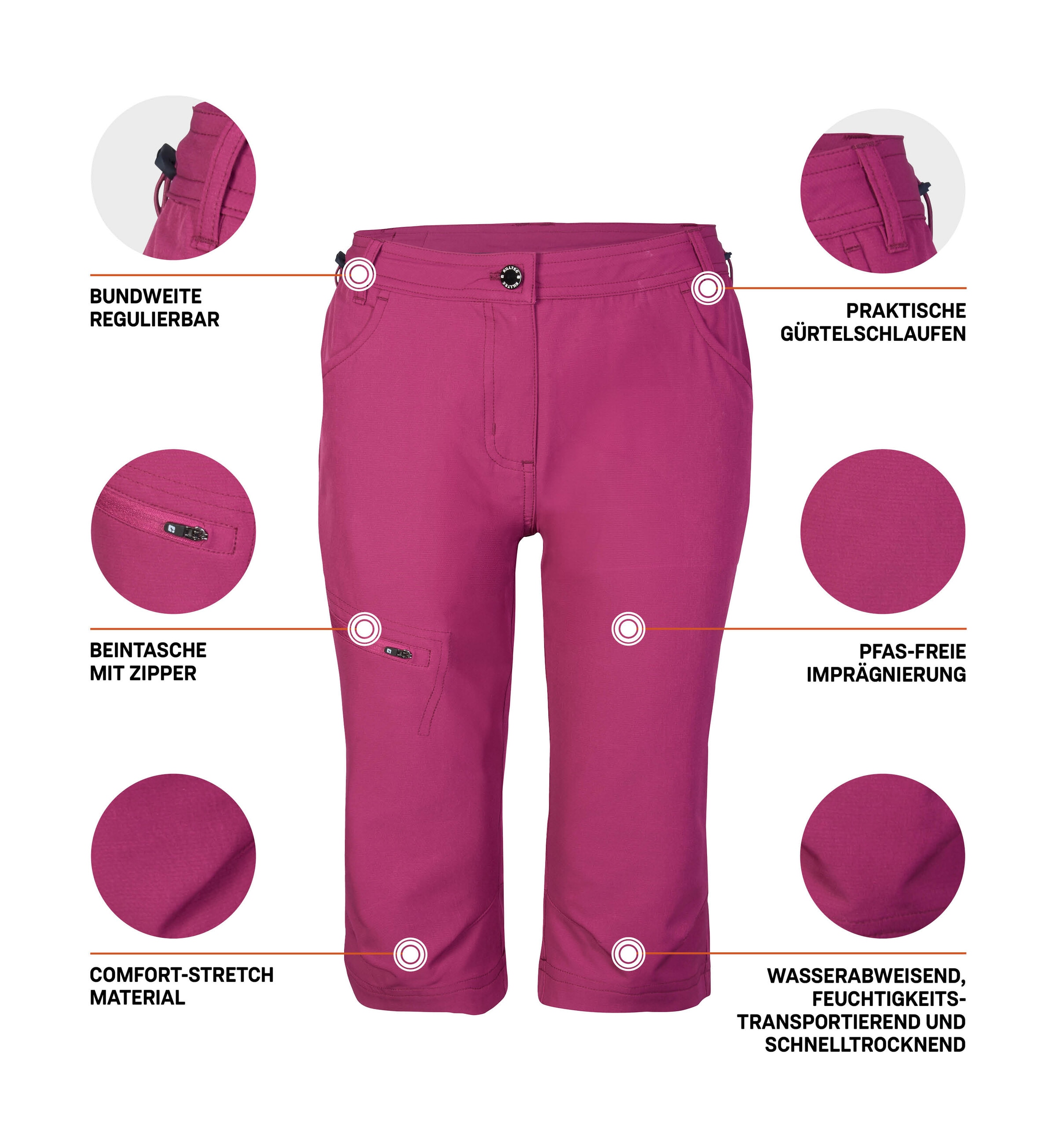 Killtec Caprihose »KOS 4 WMN PNTS«, Wasserabweisende, schnelltrocknende Caprihose mit Comfort-Stretch