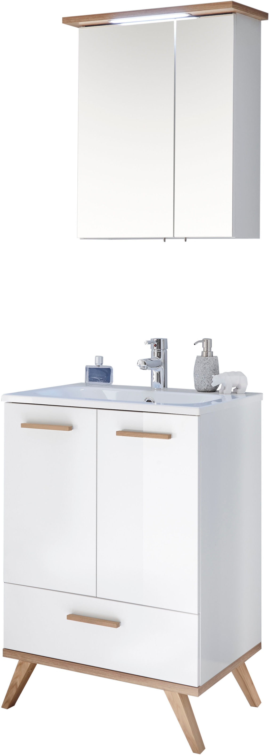 Saphir Badmöbel-Set »Quickset 2-teilig, Mineralmarmor-Waschtisch und LED-Sp günstig online kaufen