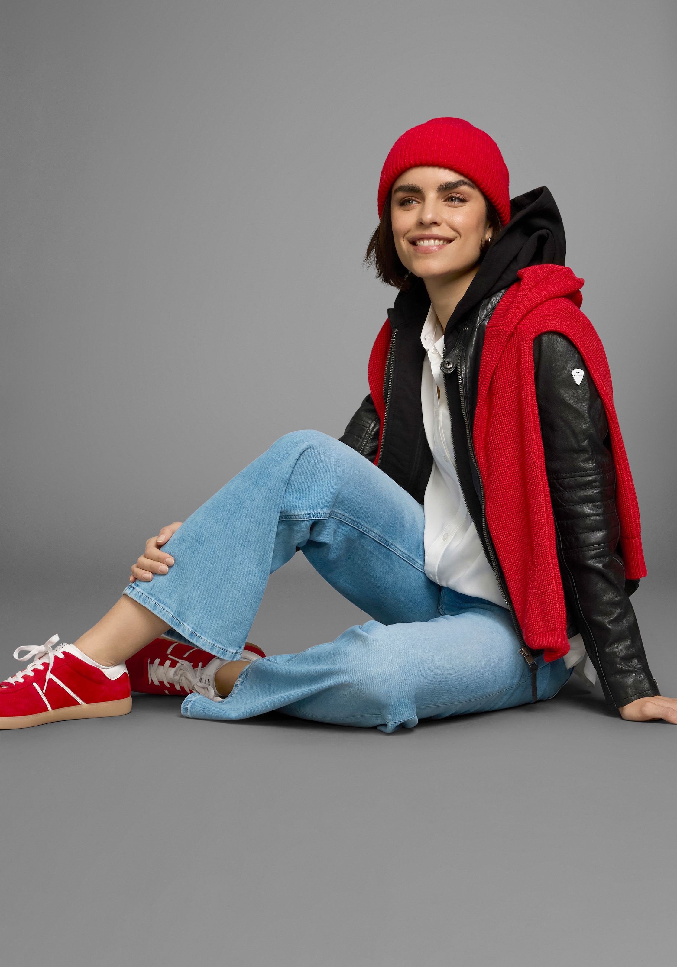 ALPENBLITZ Lederjacke »Lissabon«, mit Kapuze, für Sommer und Übergangszeit, aus Lammnappaleder, stylisch