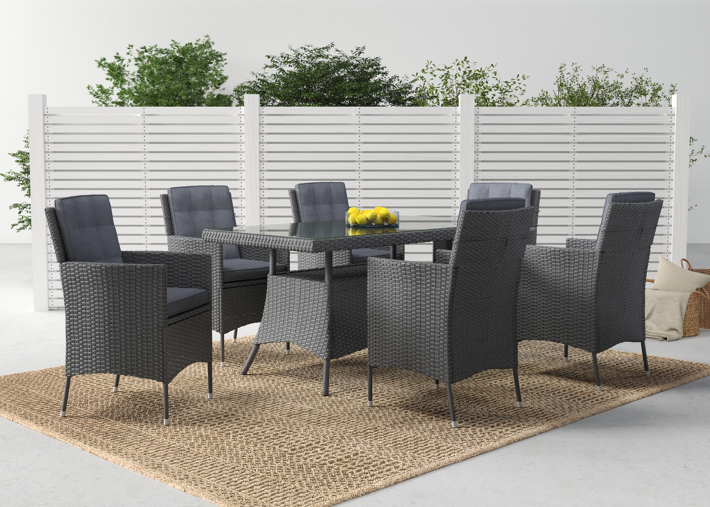 KONIFERA Garten-Essgruppe »Korfu« Set, 6x Sessel, 1xTisch: 150x80x73,5 cm, günstig online kaufen