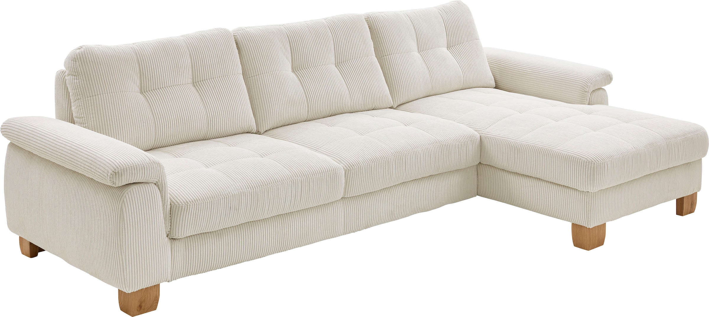 Die PlanBar Ecksofa »PP-LA19101 L-Form, Breite 316 cm« wahlweise mit Bettfunktion und verstellbaren Kopfstützen, in Cord