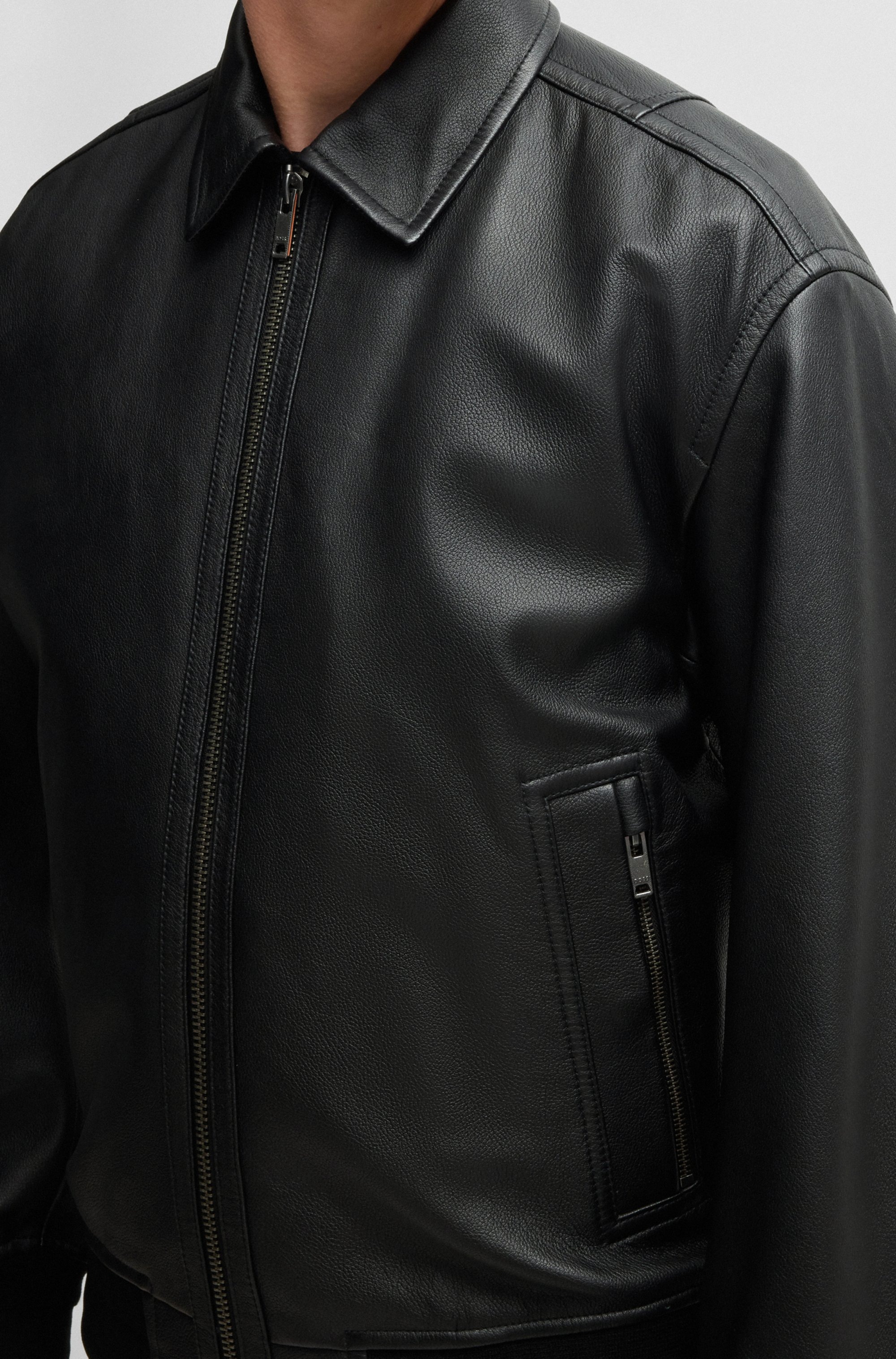BOSS ORANGE Lederjacke »Joloco«, in Blousonform