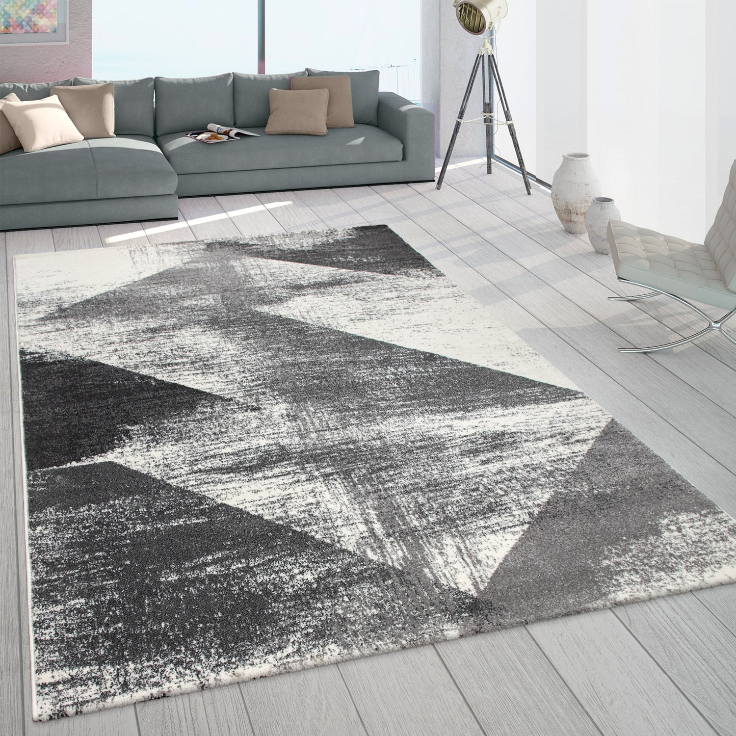 Paco Home Teppich »Mero 102«, rechteckig, 16 mm Höhe, Kurzflor, modernes Design, Pastell-Farben, Used-Optik