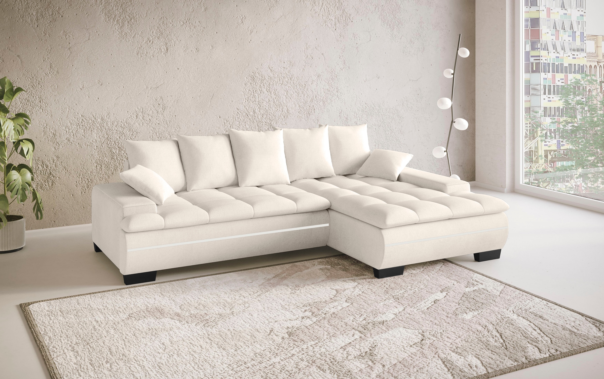 Mr. Couch Ecksofa »Haiti II, L-Form«, RGB-LED Beleuchtung, wahlweise mit Kaltschaum, Bett, Bettkasten