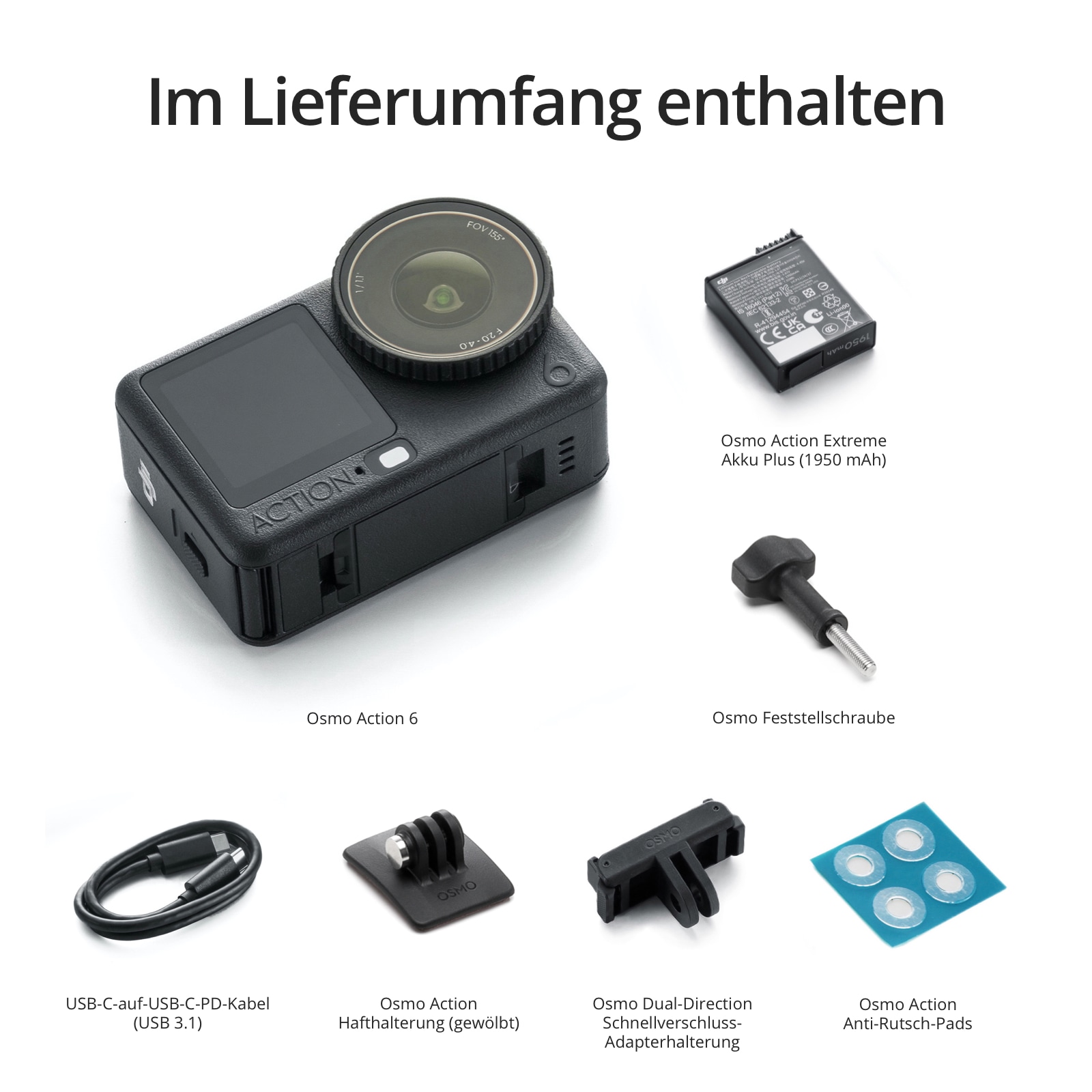 DJI Action Cam »Osmo Action 6 Standard Combo« 8K Bluetooth