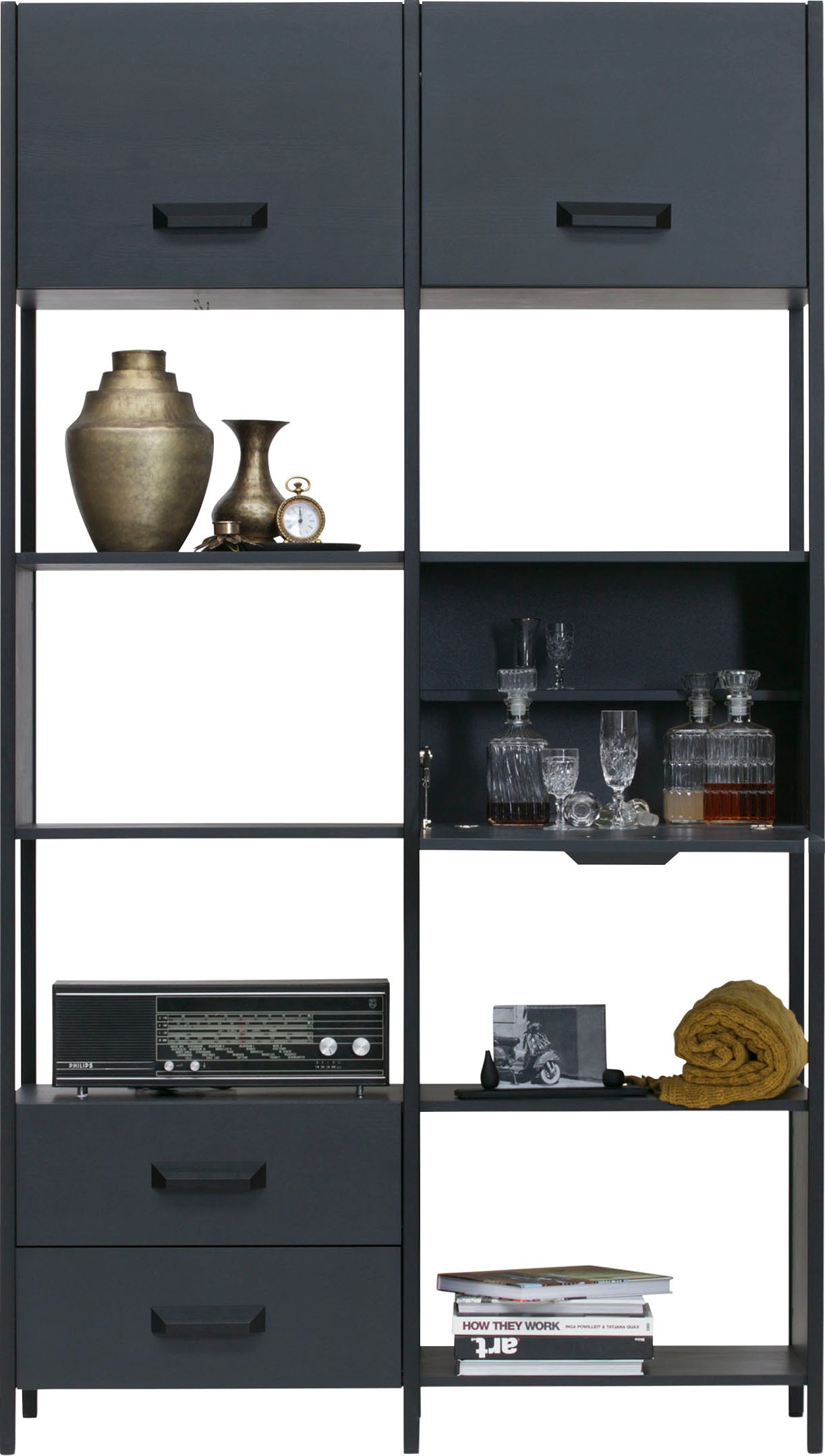 WOOOD Regal »Legacy«, mit Schubladen, H 221 cm x B 125 cm