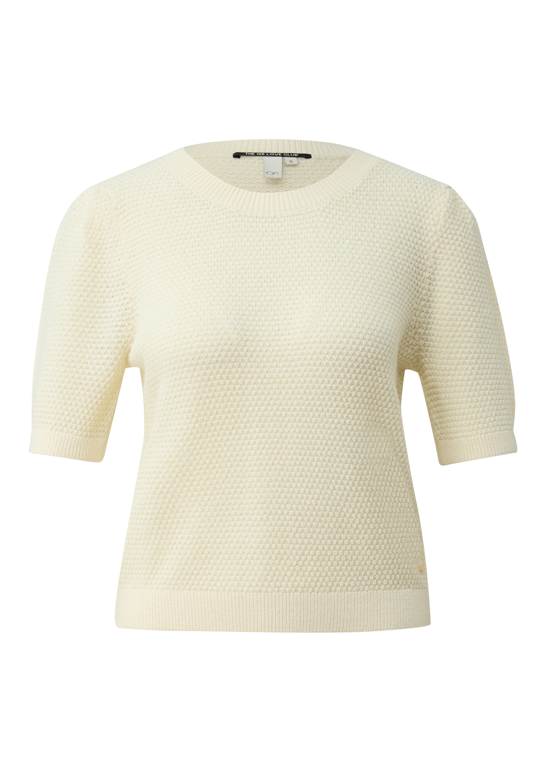 QS Strickpullover Halbarm und in Waben-Optik
