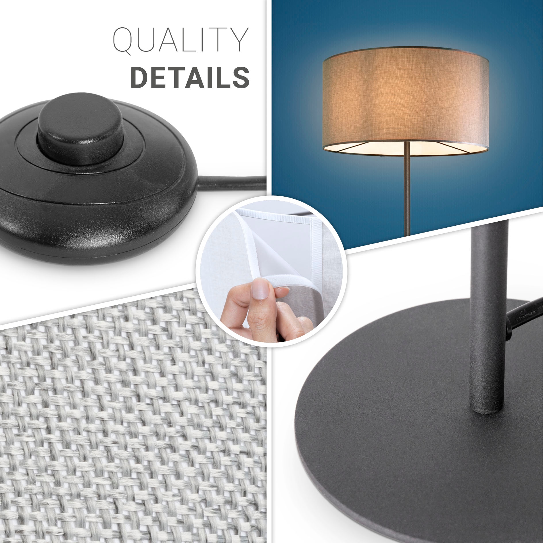 Paco Home Stehlampe »LUCA CANVAS UNI COLOR«, Leuchtmittel E27 | ohne Leuchtmittel, Lampenschirm Stoff Wohnzimmer Leselampe Büro E27 Stehlampe Skandi