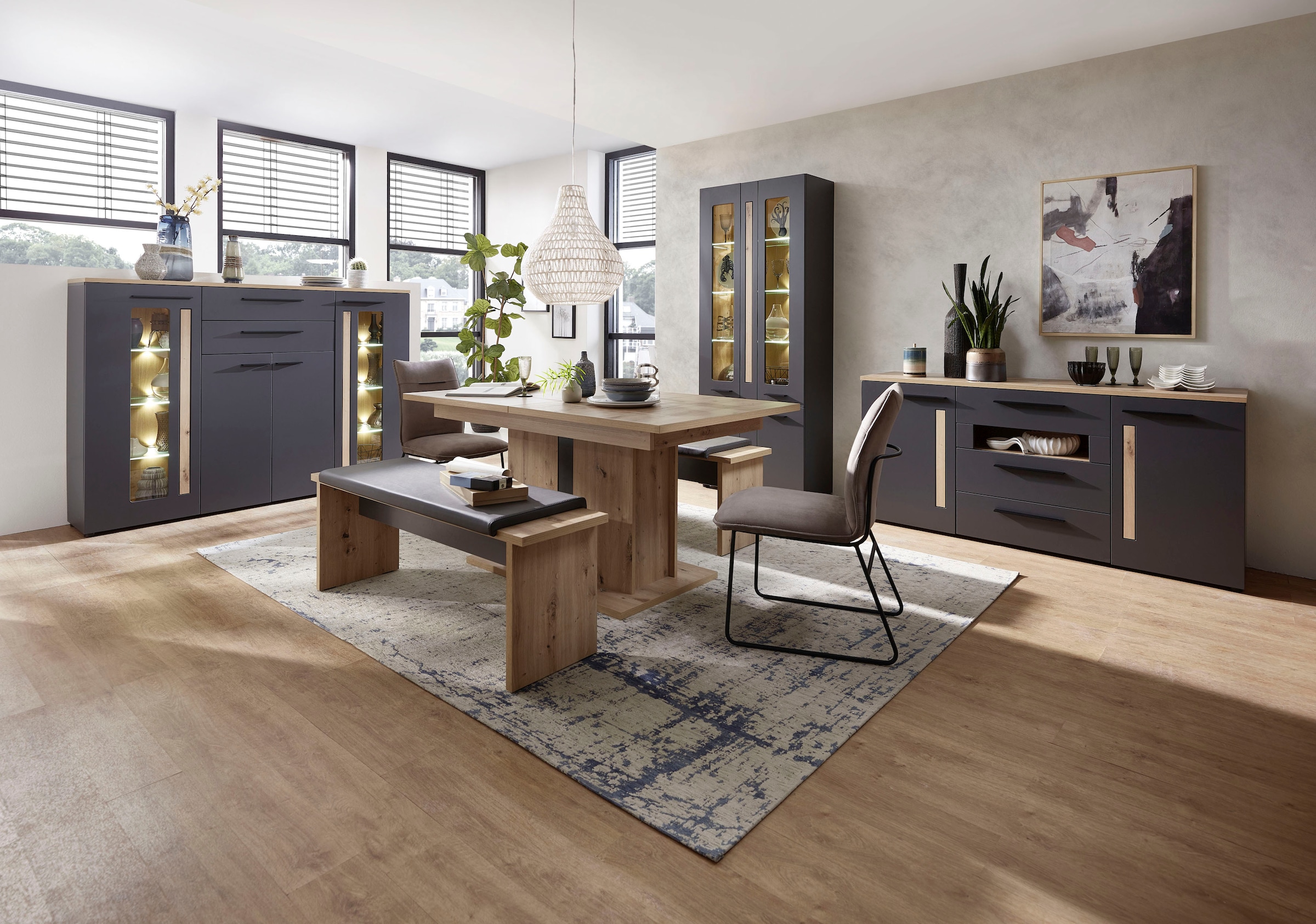 Innostyle Sideboard »Loft Two«, Breite 180 cm, 2 Holztüren, 3 Schubkästen, 1 offenes Fach