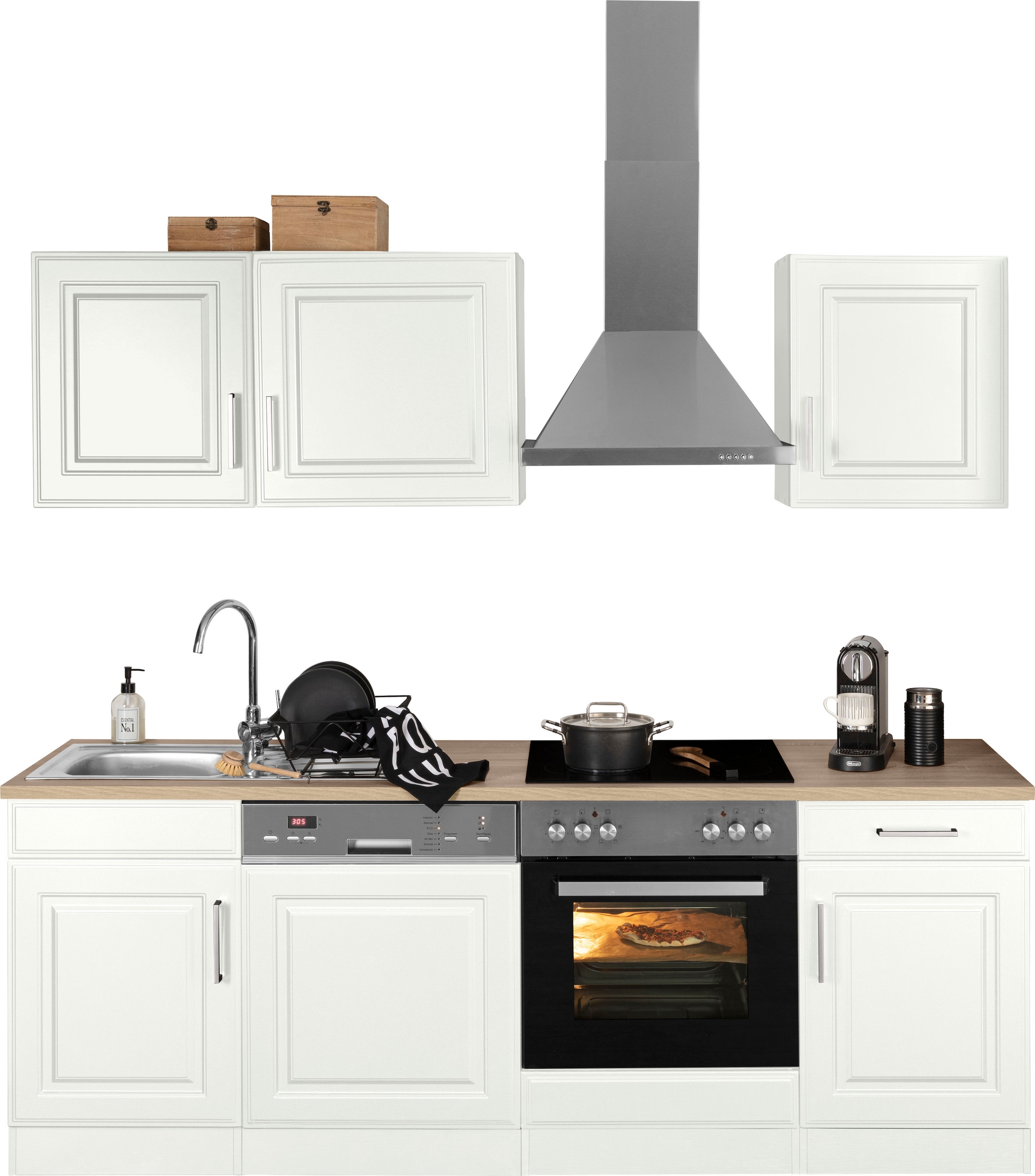 HELD MÖBEL Küchenzeile "Stockholm", Breite 220 cm, mit hochwertigen MDF Fro günstig online kaufen