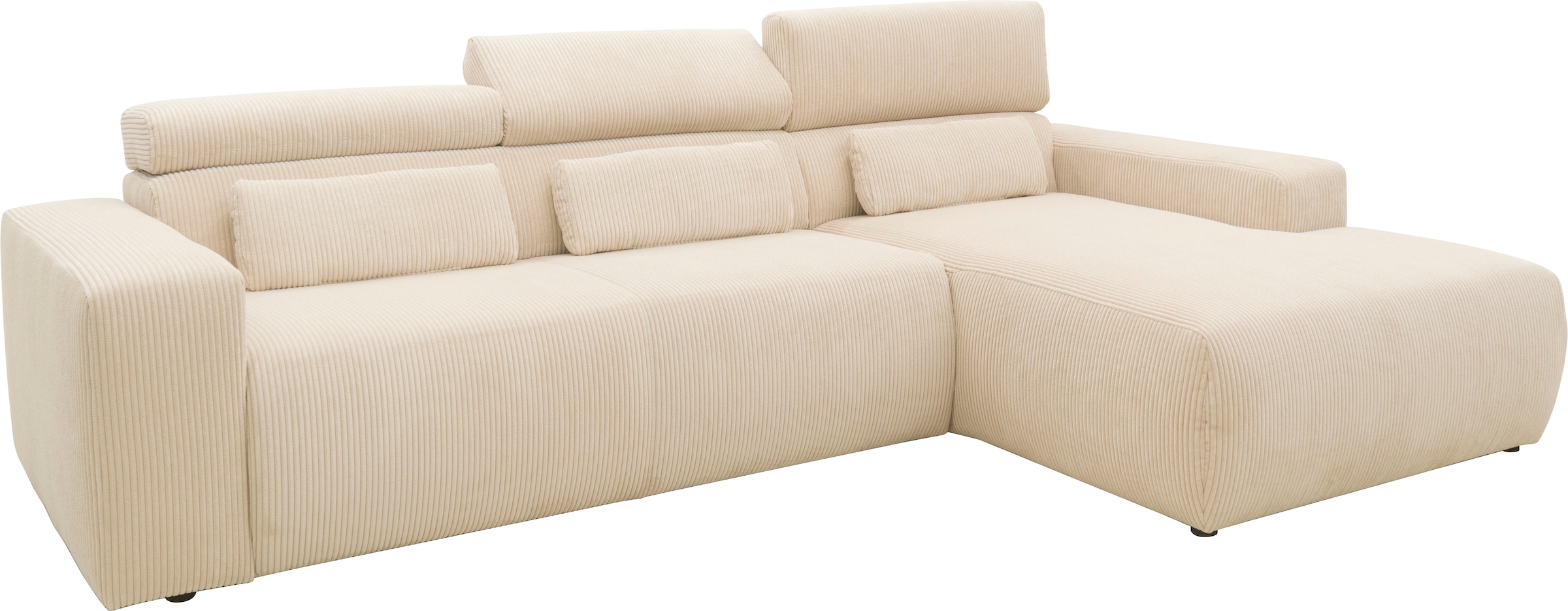 DOMO collection Ecksofa »Brandon B/T/H: 289/177/80 cm, belastbar bis 140kg/ Sitz, auch in Cord«, mit Kopfteilverstellung, wahlweise Sitztiefenverstellung, L-Form